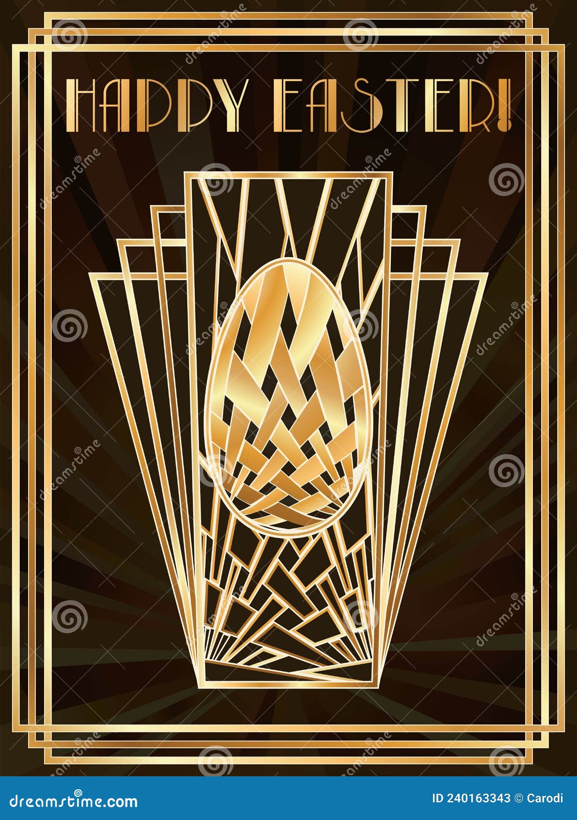 Happy Easter Art Deco Greeting Card , Vector Stock Vector Illustration of christian, cross