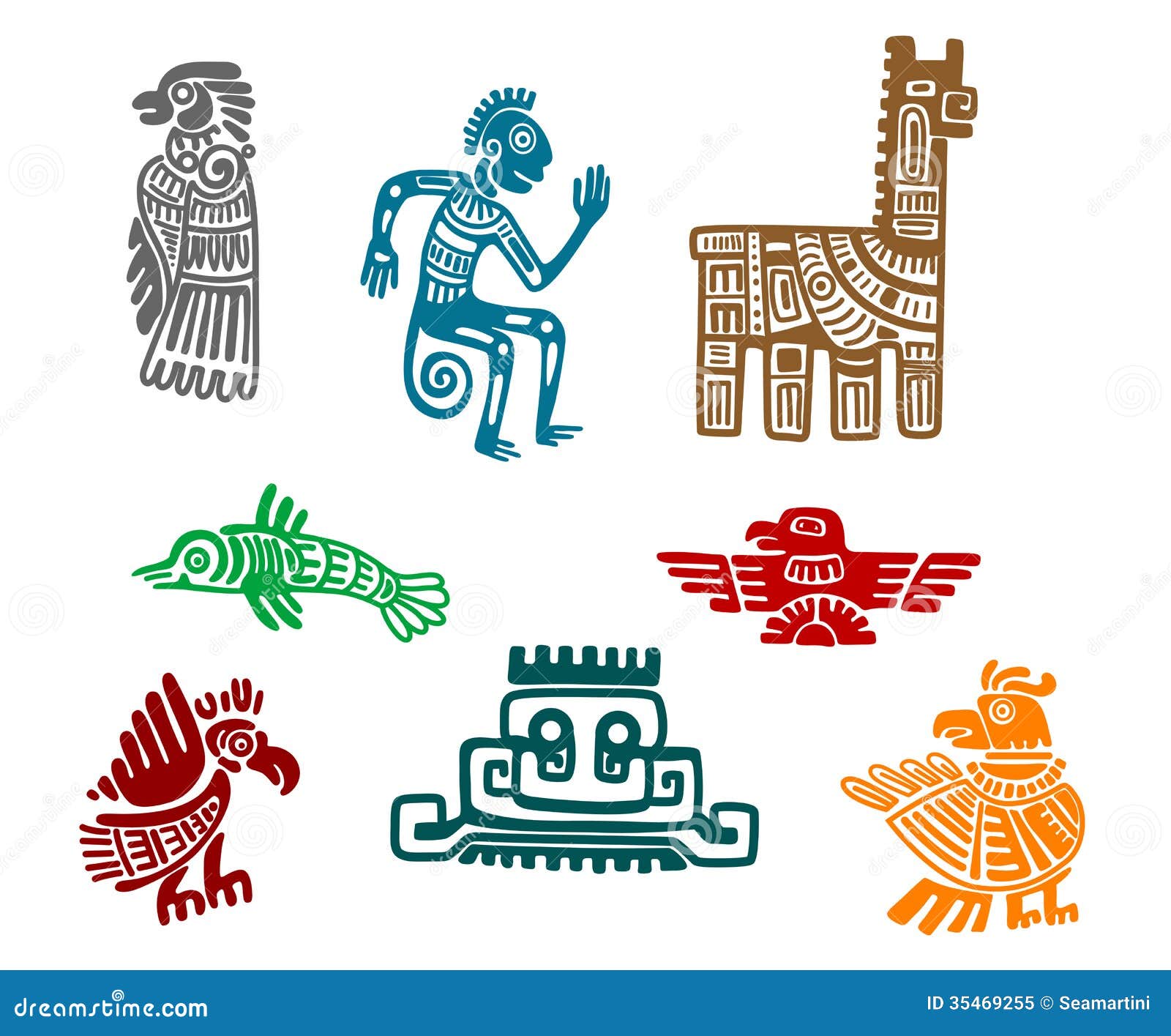 Arte Antiguo Del Dibujo Del Azteca Y Del Maya Ilustración del Vector -  Ilustración de viejo, mural: 35469255