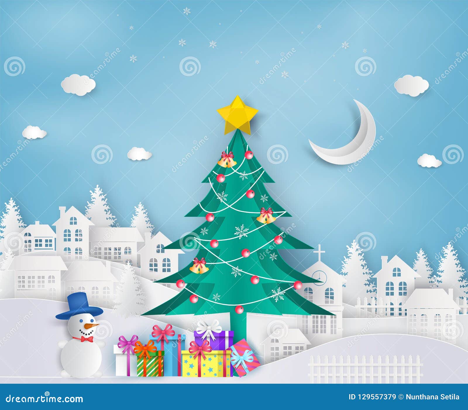 Arte De Papel Da árvore De Natal Na Cidade E Do Boneco De Neve Com Presente BO Ilustração do Vetor - Ilustração de comemore, papel: 129557379 Arte De Papel Da árvore De Natal Na Cidade E Do Boneco De Neve Com Presente BO Ilustração do Vetor - Ilustração de comemore, papel: 129557379