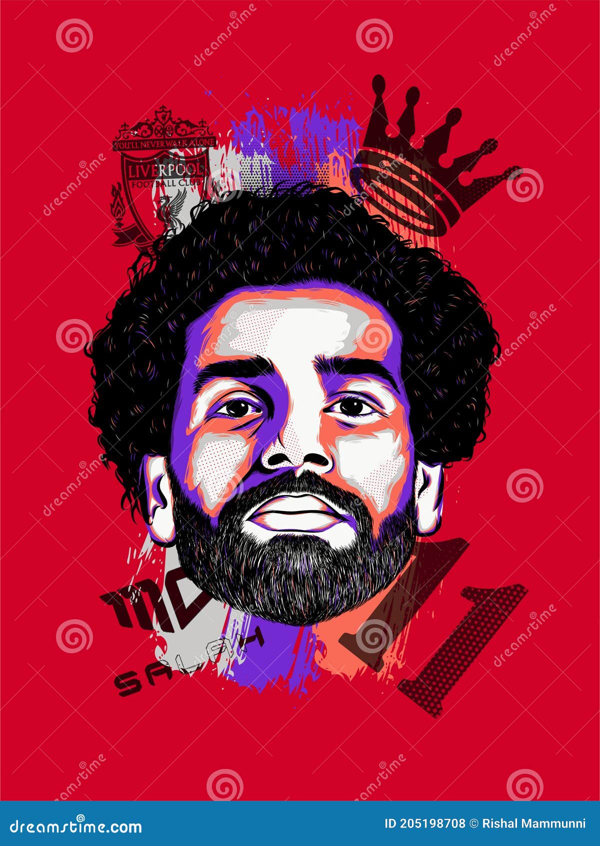 Arte Digital Do Jogador Fc Do Mohammed Salah Liverpool Foto de