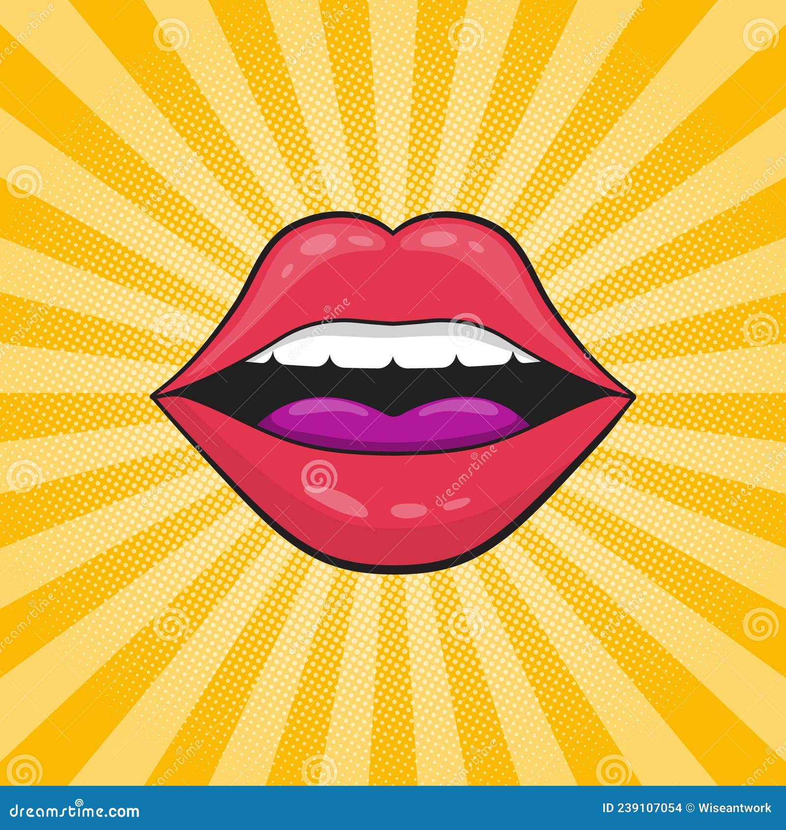 Ilustração de uma boca, lábios estilo anime, boca aberta estilo