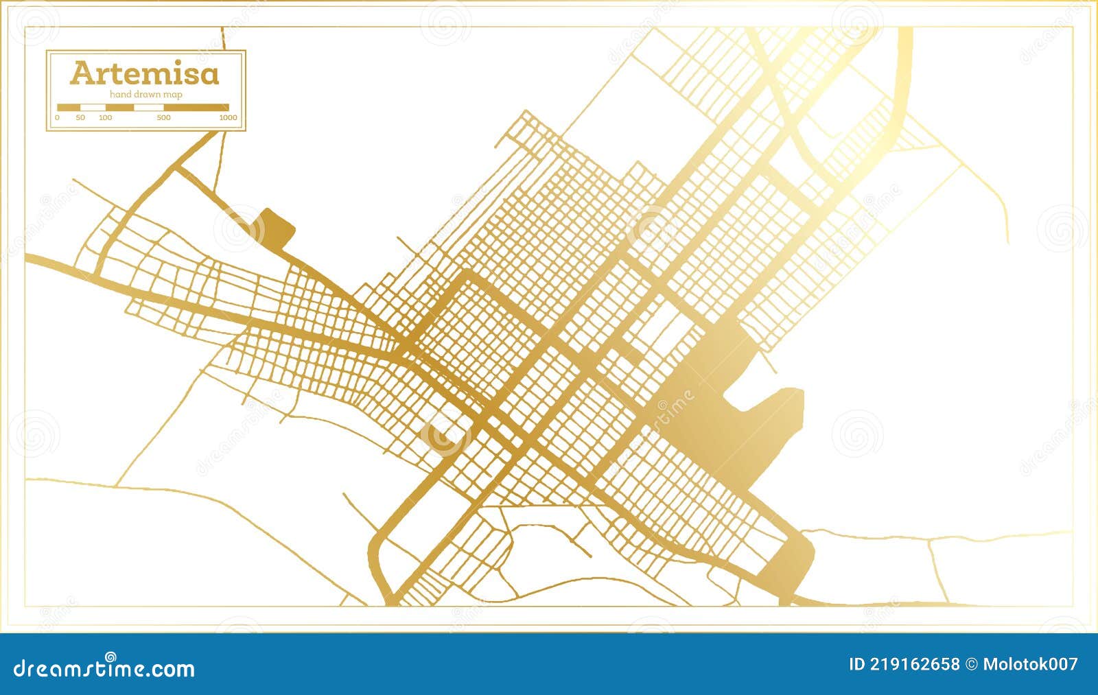 artemisa cuba city map in retro style in golden color. outline map