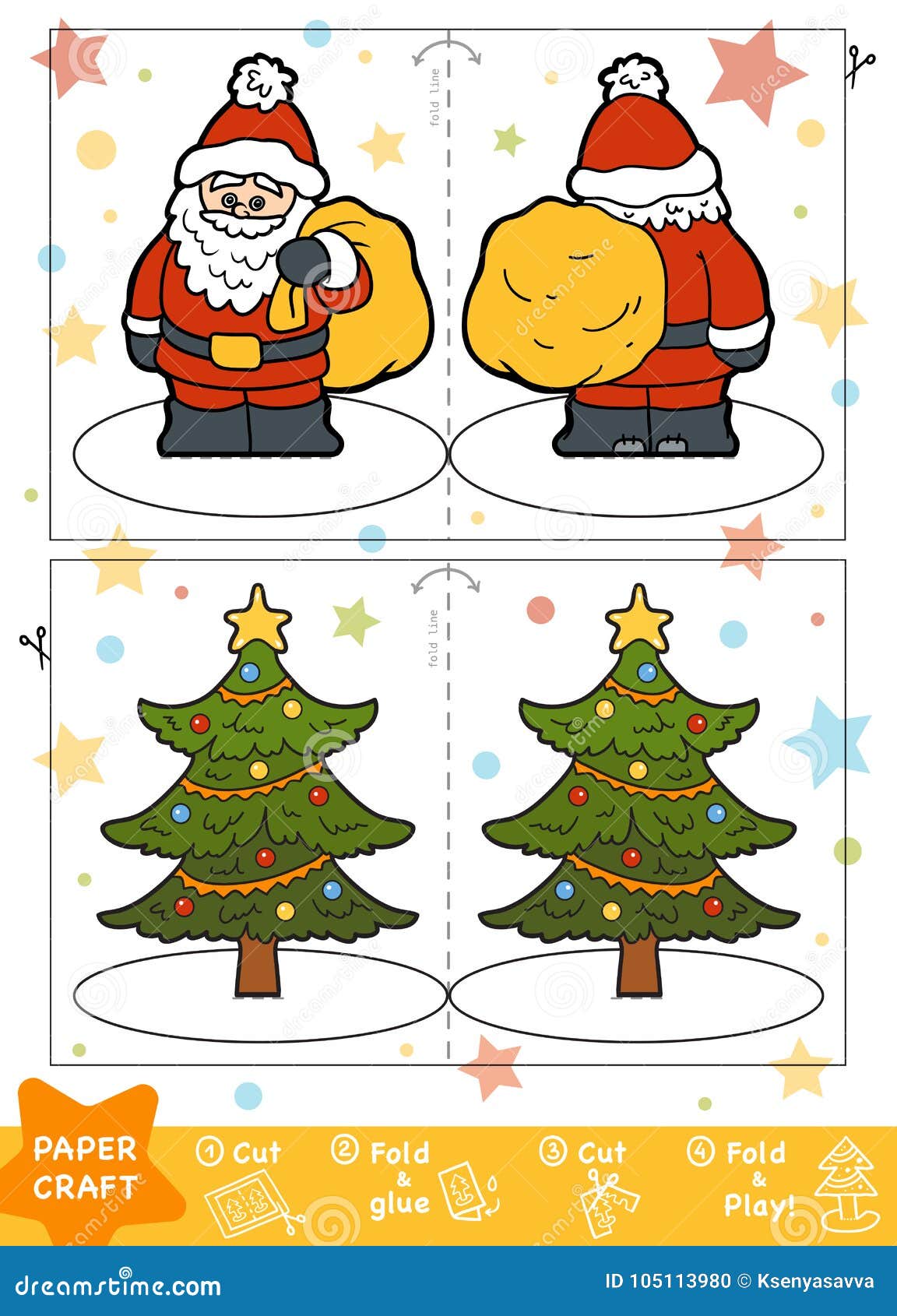 Artes De Papel Para Los Niños, Santa Claus Y El árbol De Navidad  Ilustración del Vector - Ilustración de diciembre, artes: 105113980