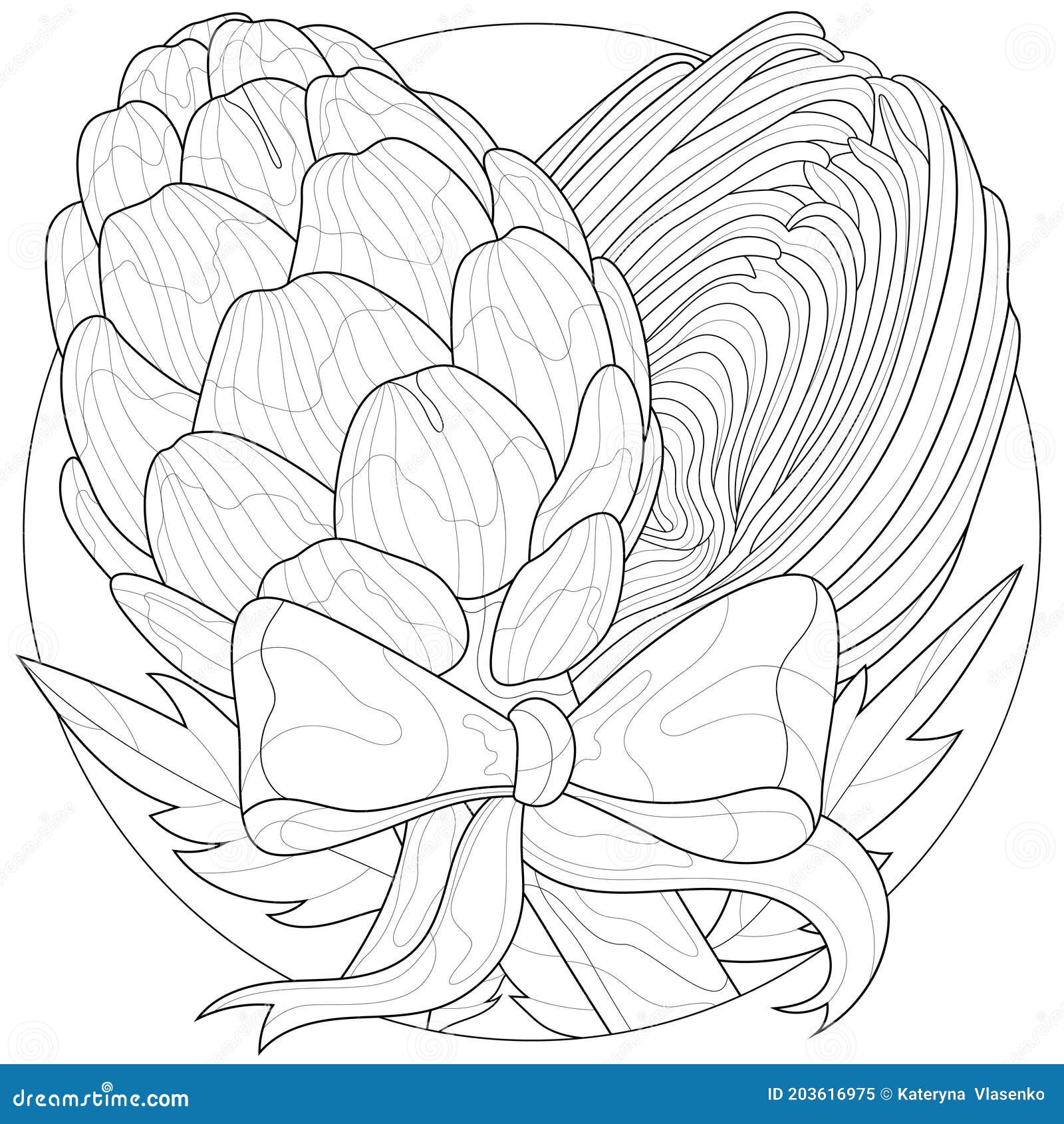 Artichoke with Bow.Coloring Book Antistress for Children and ...