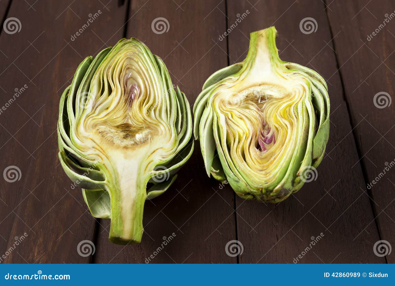 Artichoke cut in half stock image. Image of food, mediterranean 42860989