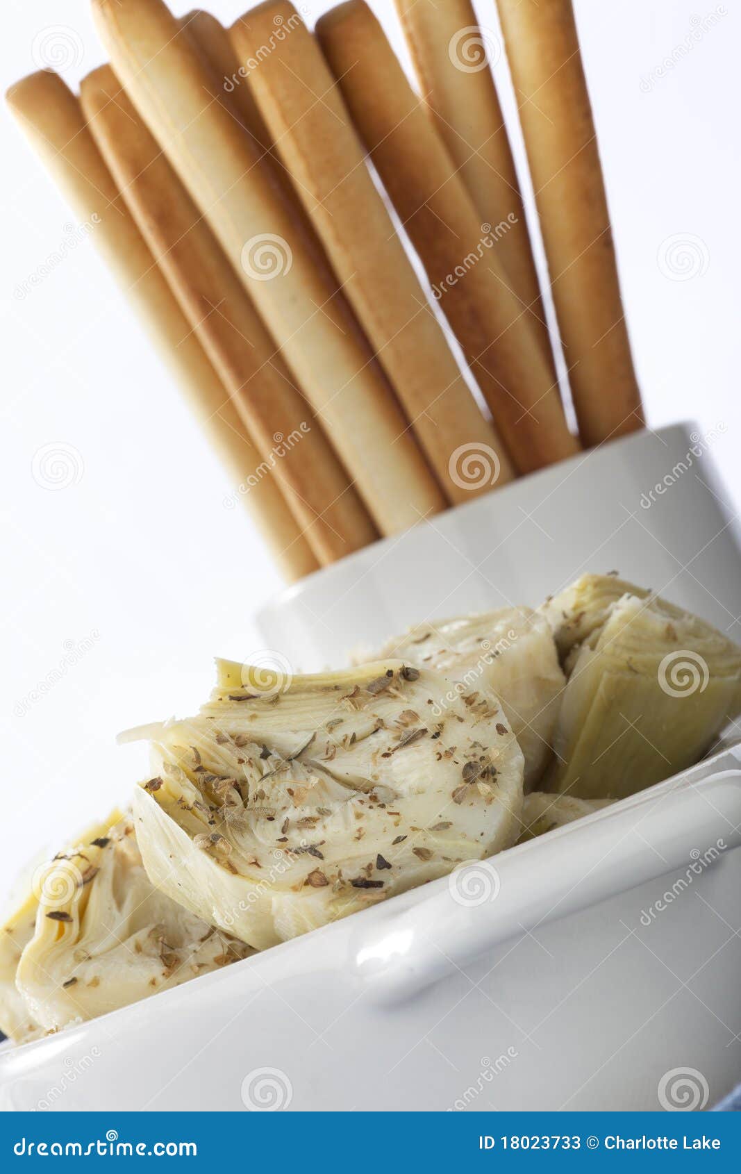Artichoke Hearts and Bread Sticks Stock Image Image of gourmet