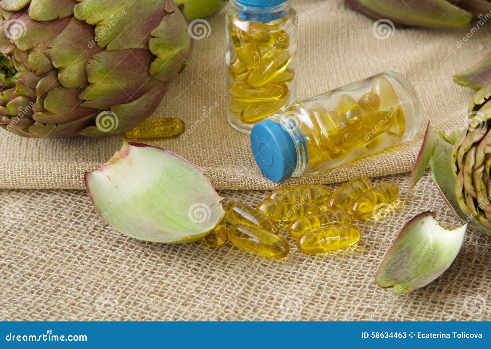 Artichoke oil softgels stock image. Image of digestive 58634463