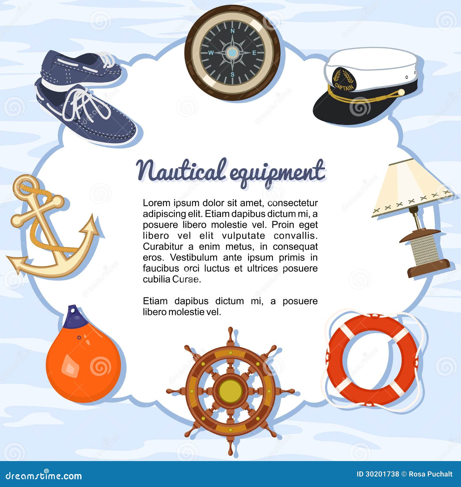 Nautical Equipment Items Forming a Frame Stock Vector Illustration of