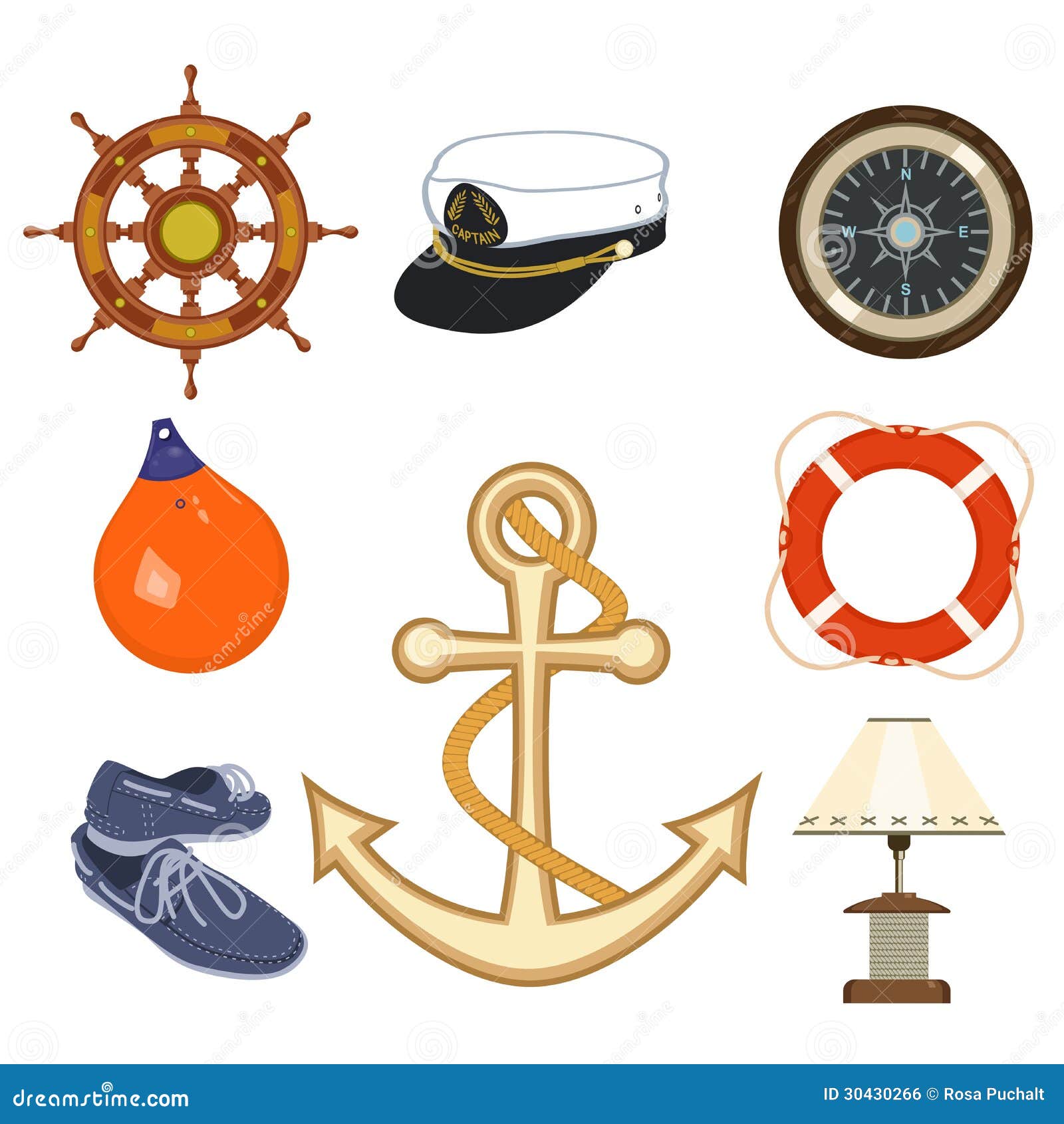 Articles of Nautical Equipment Stock Vector Illustration of isolated