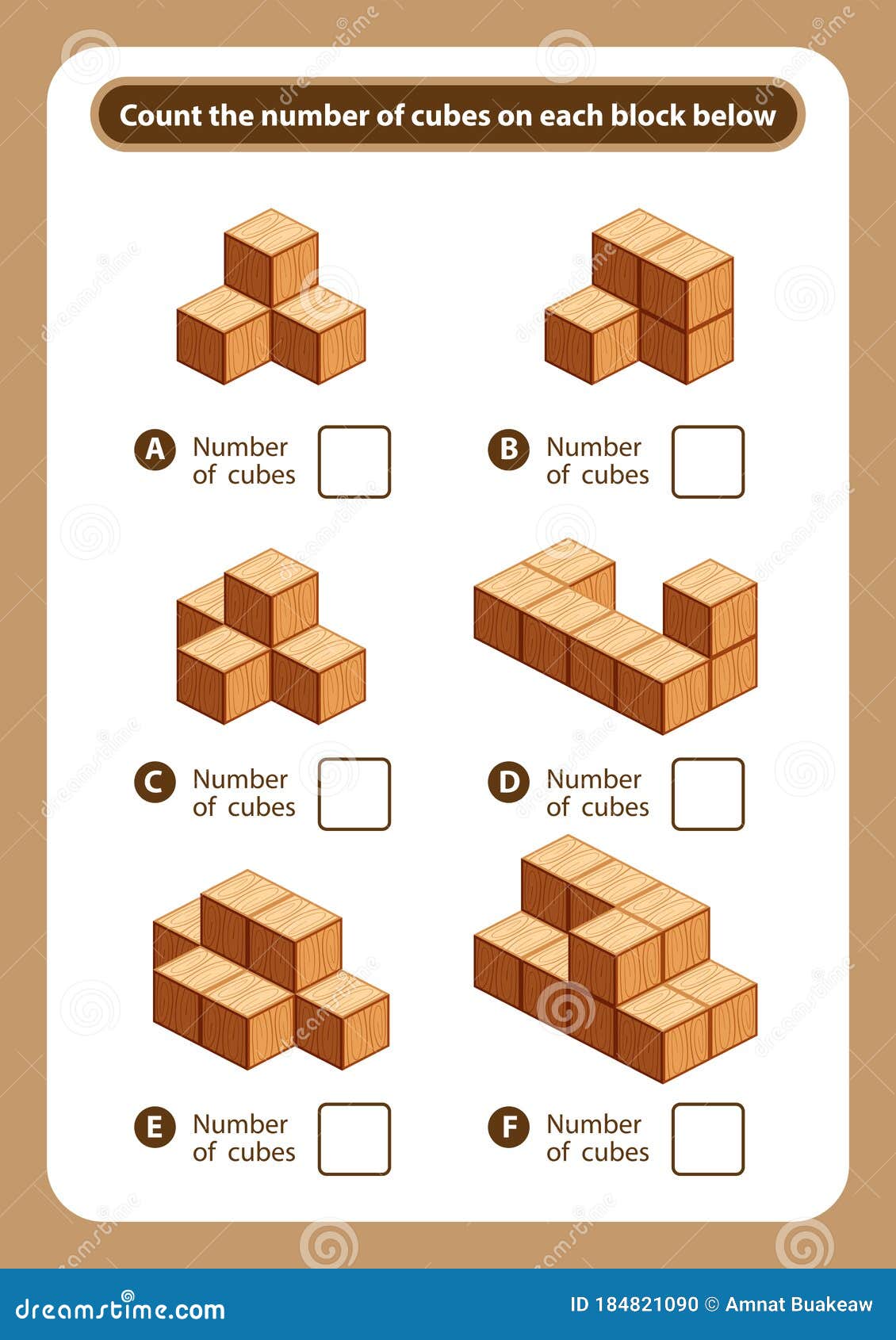 Printable math worksheets counting cubes