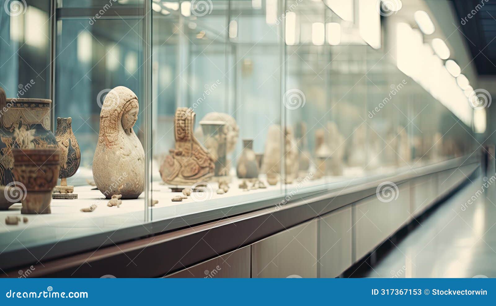 artifacts blurred museum interior