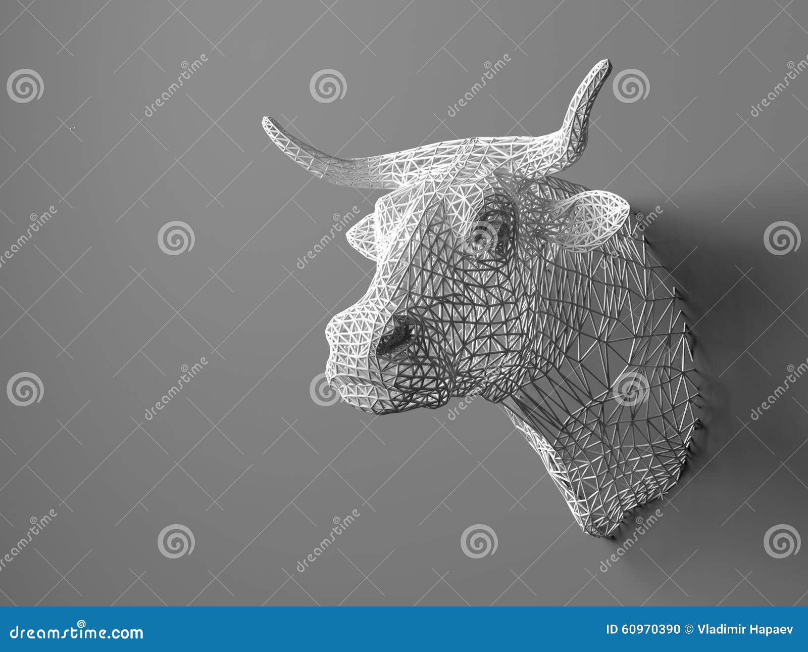 Artificial Bull S Head Hanging on the Wall. Polygonal Head of a Bull. Cows  from the Three-dimensional Grid Stock Illustration - Illustration of  business, head: 60970390
