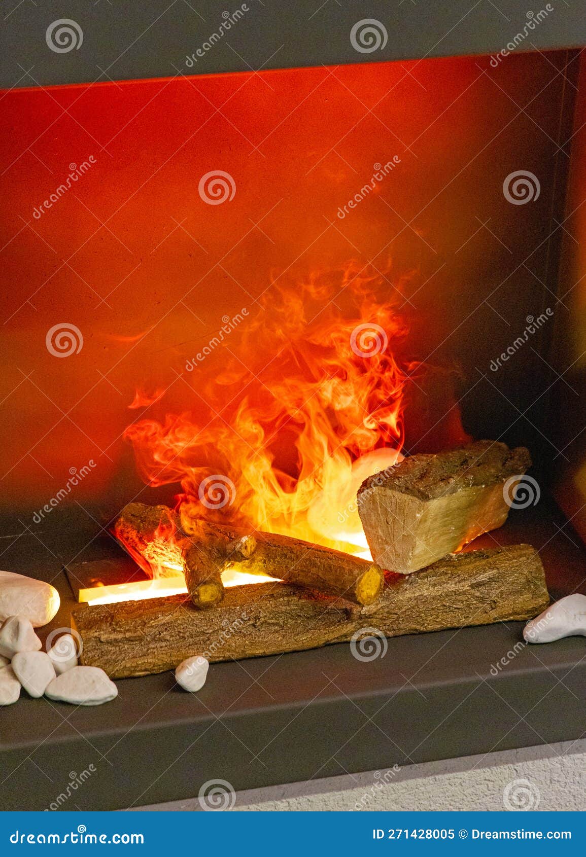 Ceramic Logs Fireplace Steam Stock Image Image of heating, flame