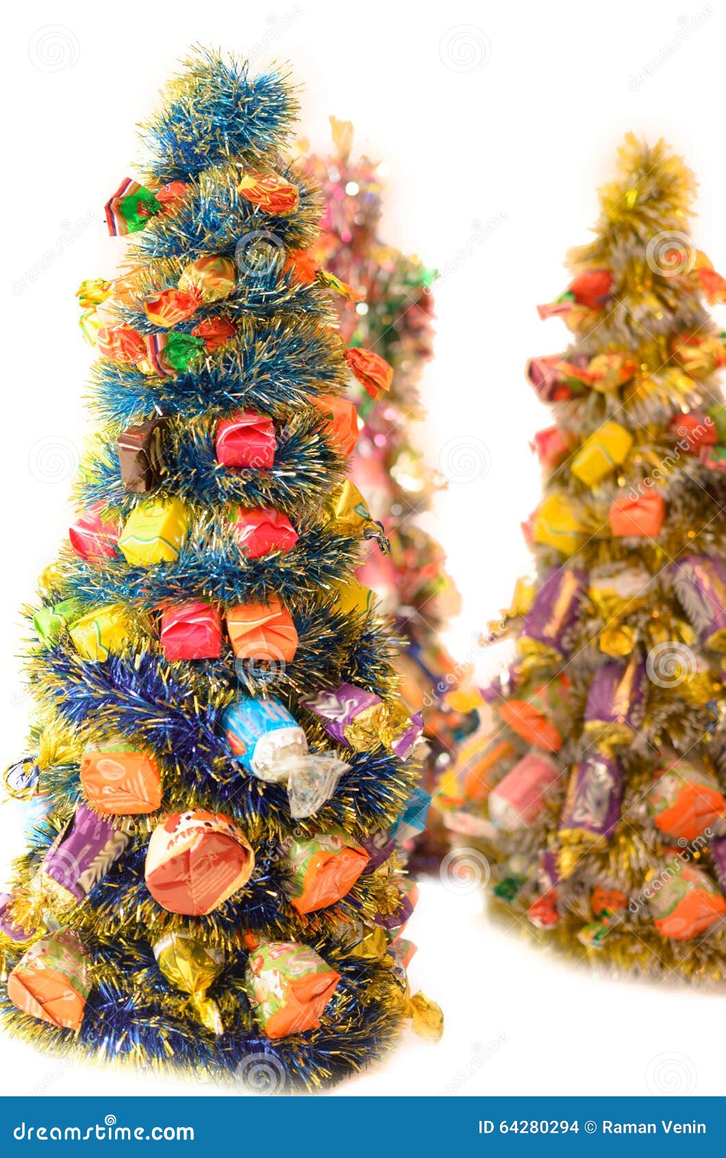 Artificial Christmas Trees Decorated with Stock Photo Image of lights