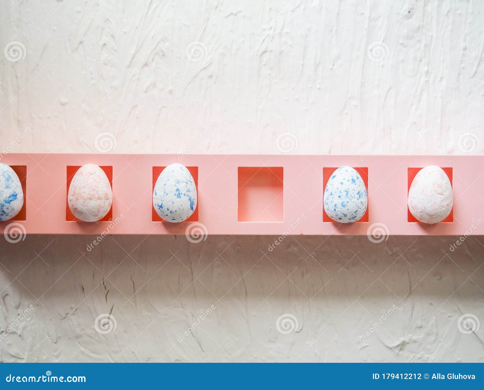 Artificial Eggs in a Box One is Missing, Pick Up One Cell, Easter