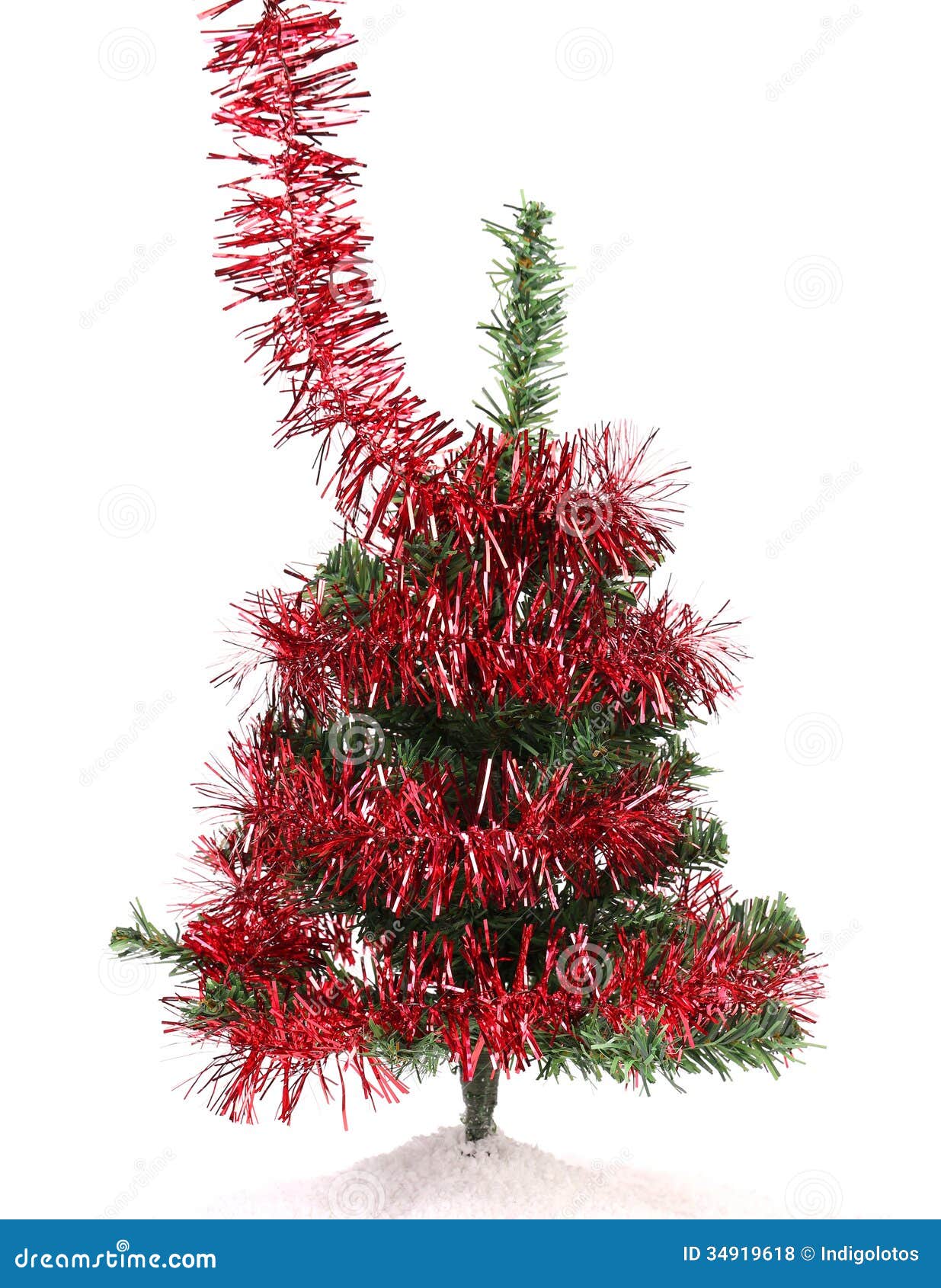 Artificial Fir with Red Tinsel Stock Photo Image of ornamentation