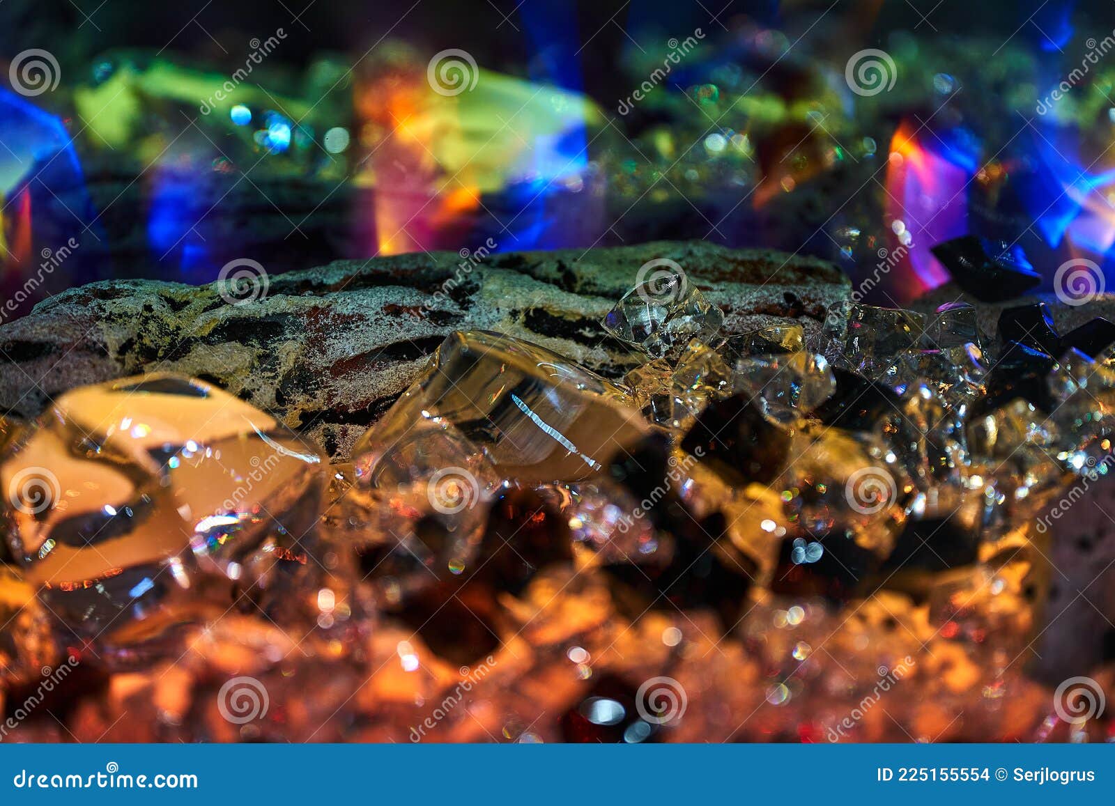 Artificial Fireplace. Crystals in the Fireplace Stock Photo Image of