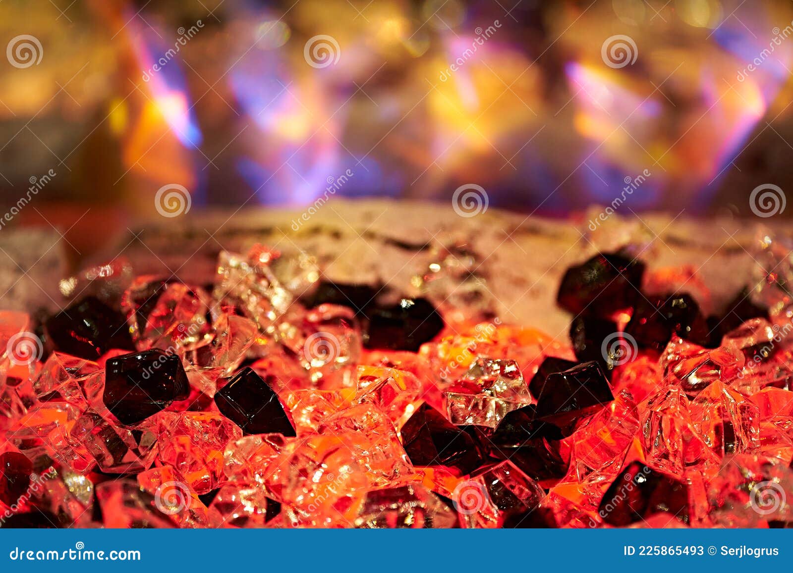 Artificial Fireplace. Crystals in the Fireplace Stock Image Image of