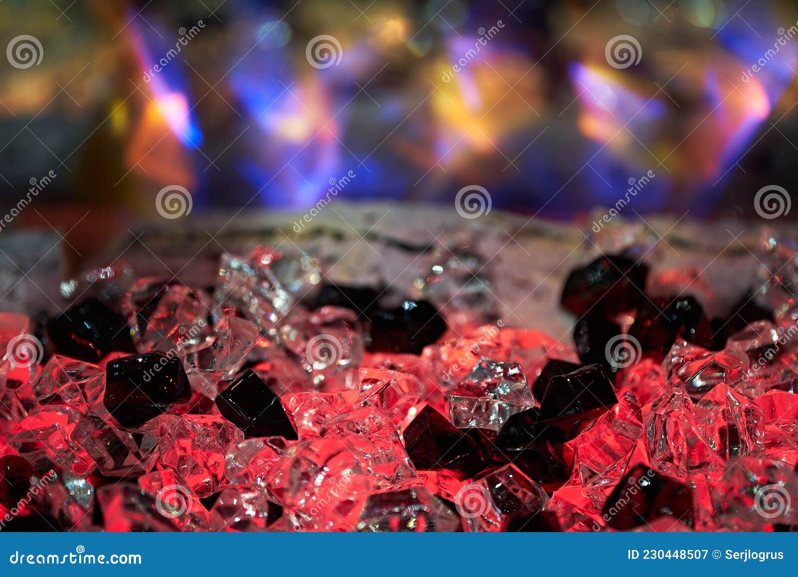 Artificial Fireplace. Crystals in the Fireplace Stock Image Image of