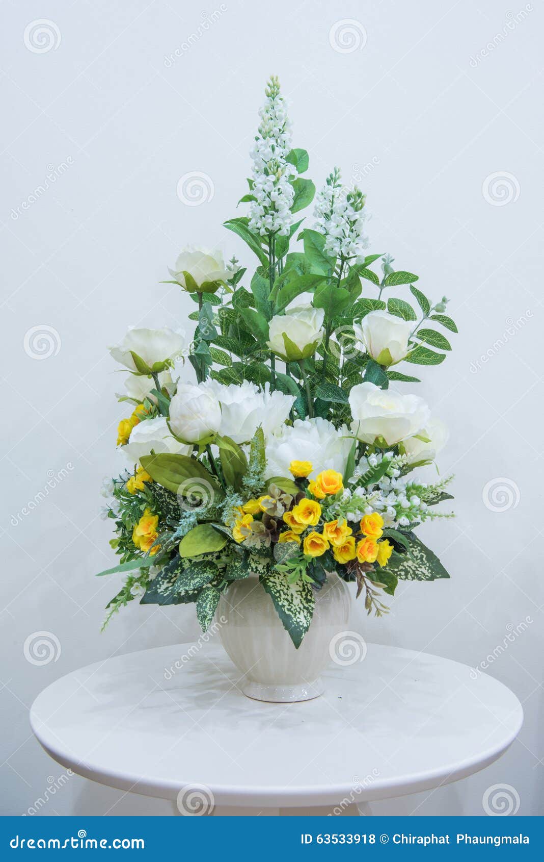 Artificial Flowers Bouquet in Vase on the Table Stock Photo Image of