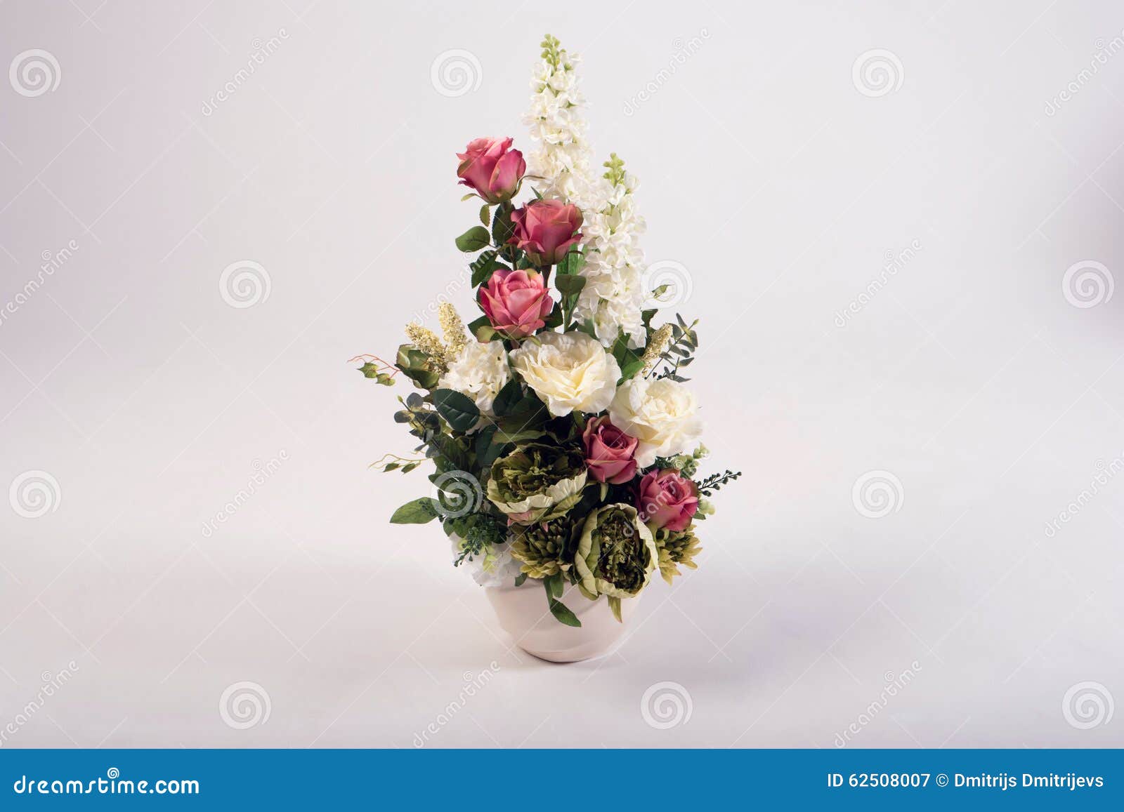 Artificial Flowers Bouquet in the Vase on White Stock Image Image of