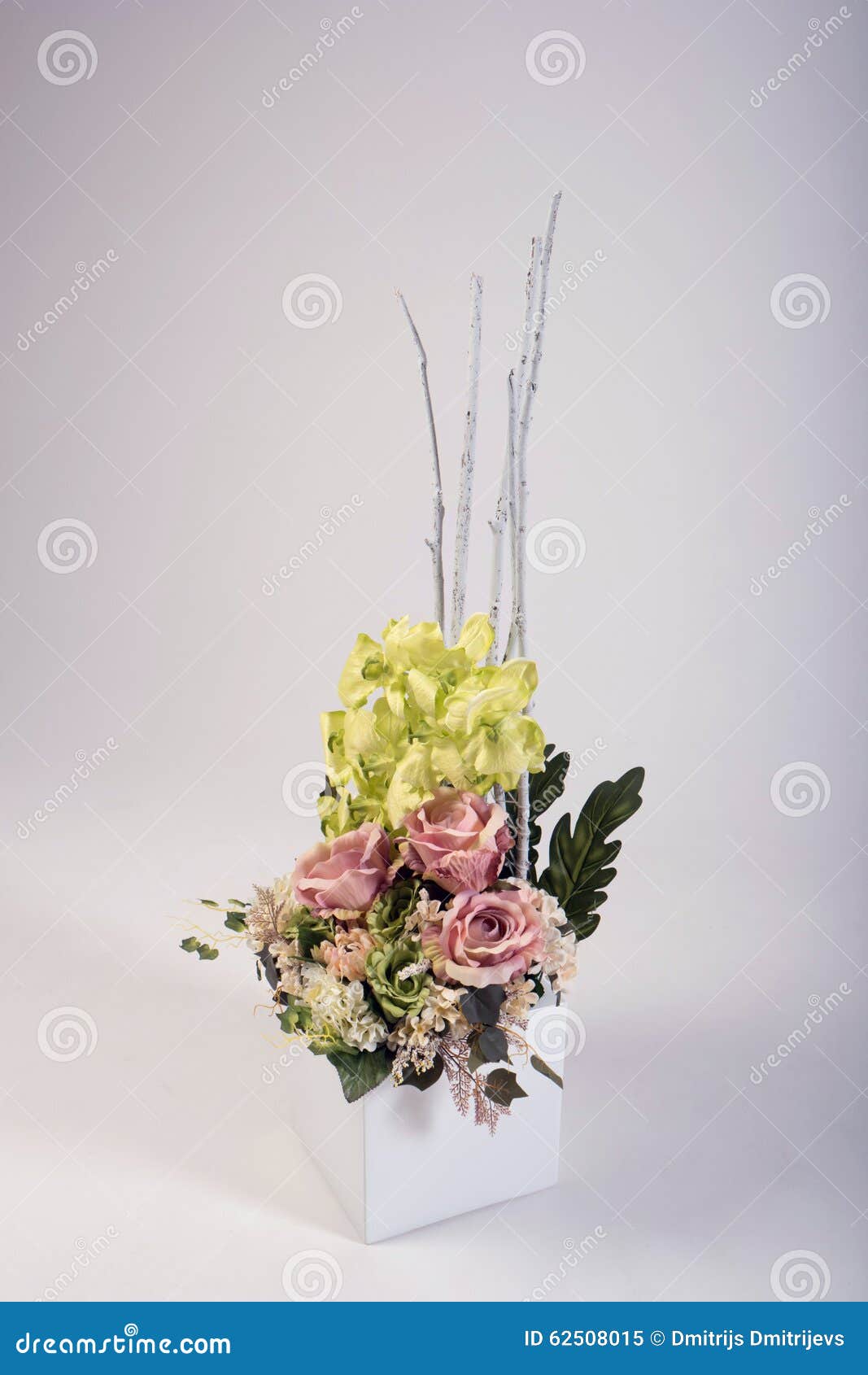 Artificial Flowers Bouquet in the Vase on White Stock Image Image of