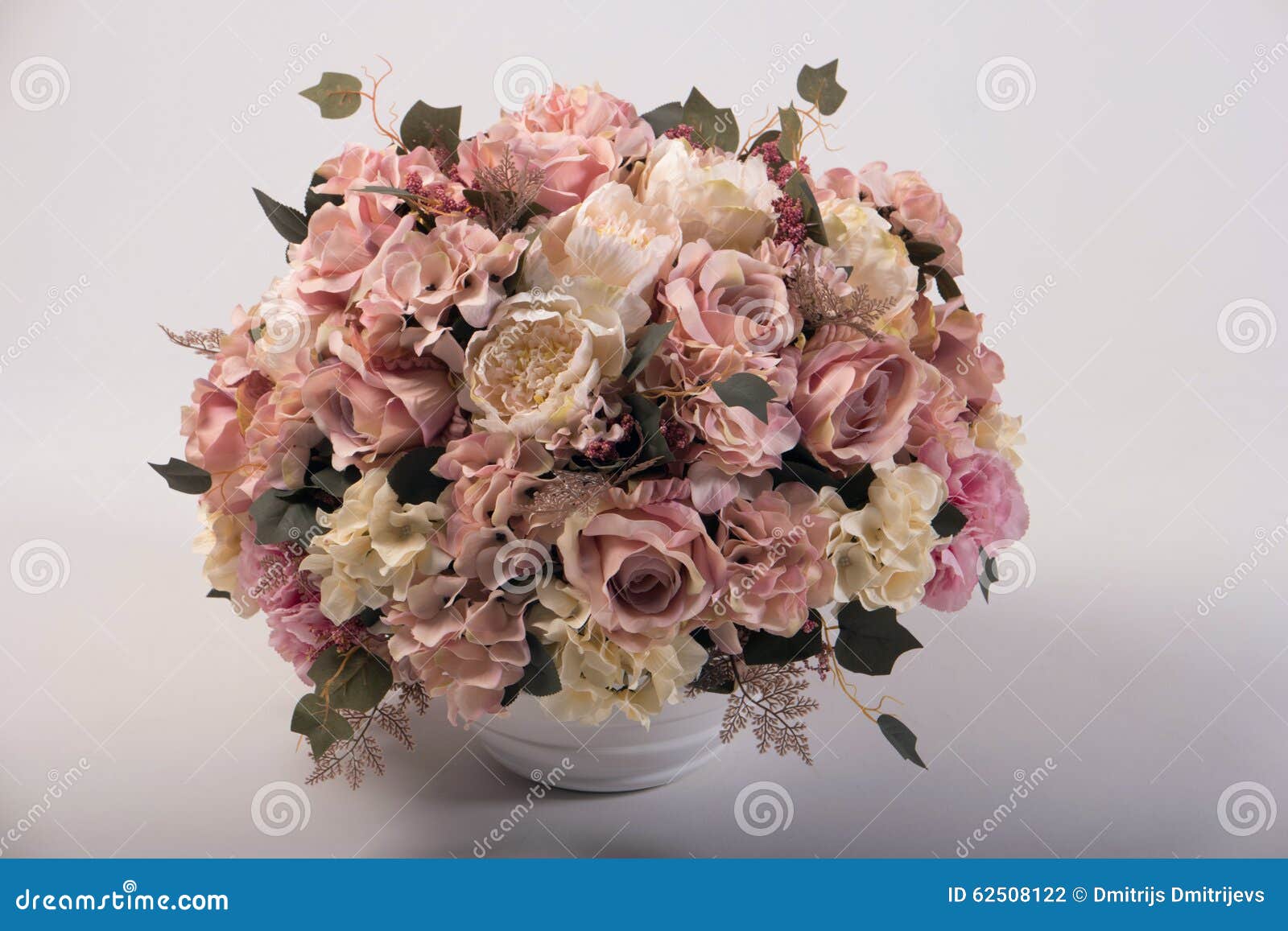 Artificial Flowers Bouquet in the Vase on White Stock Photo Image of