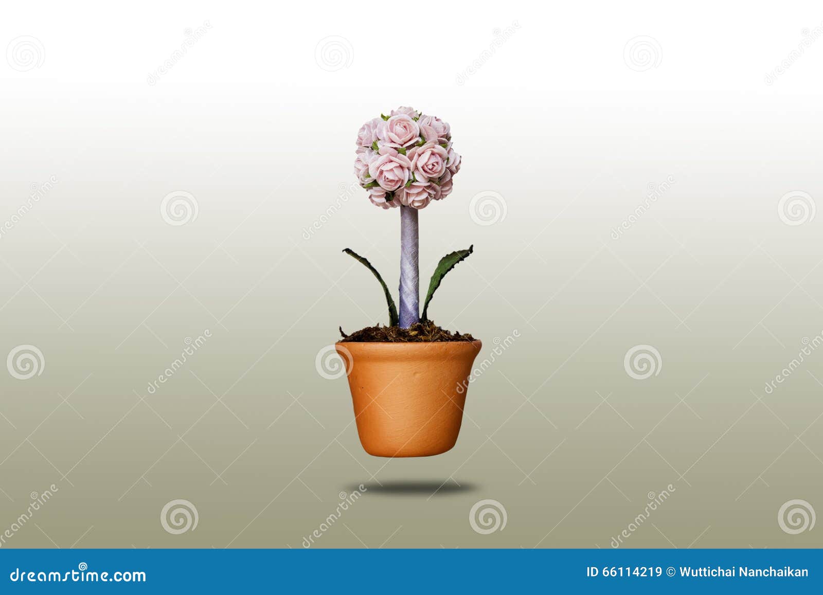 Artificial Flowers in Clay Pots Stock Image Image of love, artificial