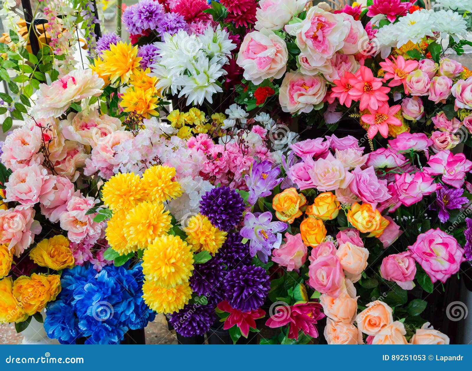 Artificial Flowers on the Market Stock Image Image of yellow, roses