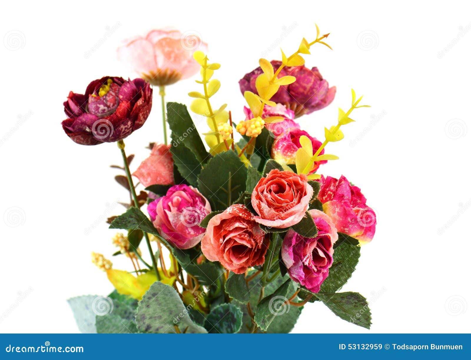 Artificial Flowers on White Background Stock Image Image of decoration, celebration 53132959