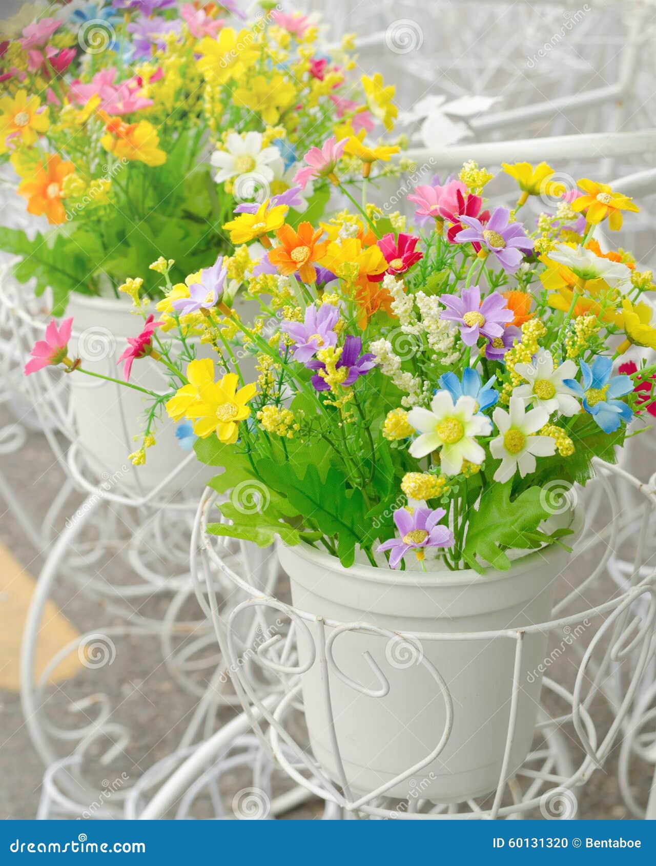 Artificial Flowers in White Pot Stock Photo Image of blur, craft