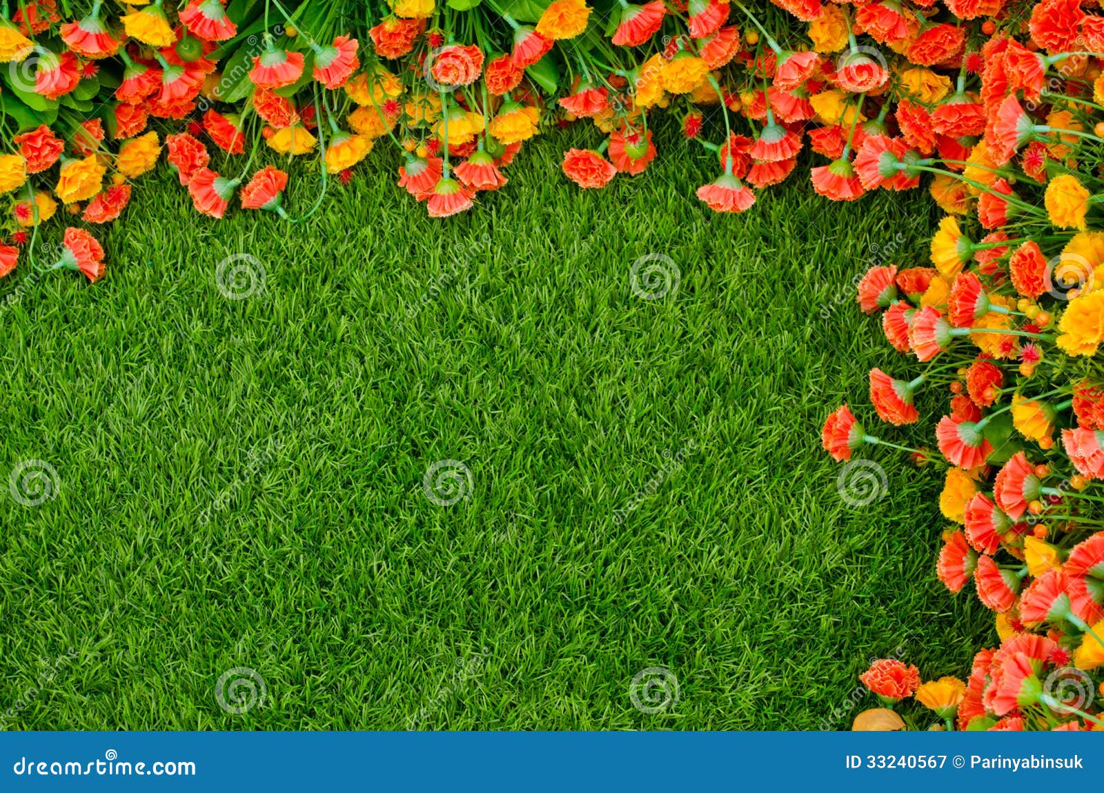 Artificial Grass and Flowers Stock Image Image of scene, nature 33240567