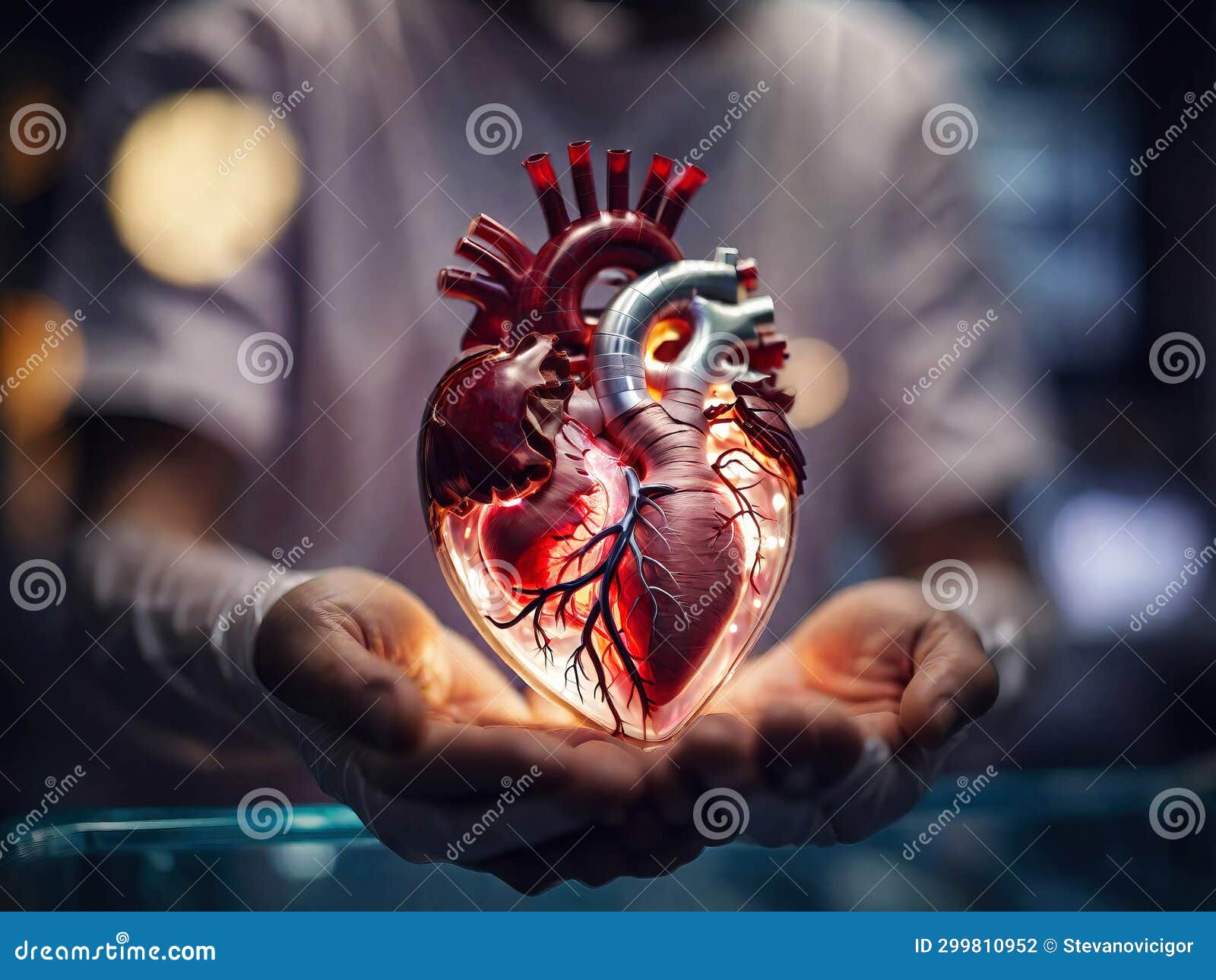 Artificial Heart Transplantation Concept, Generative Ai Stock