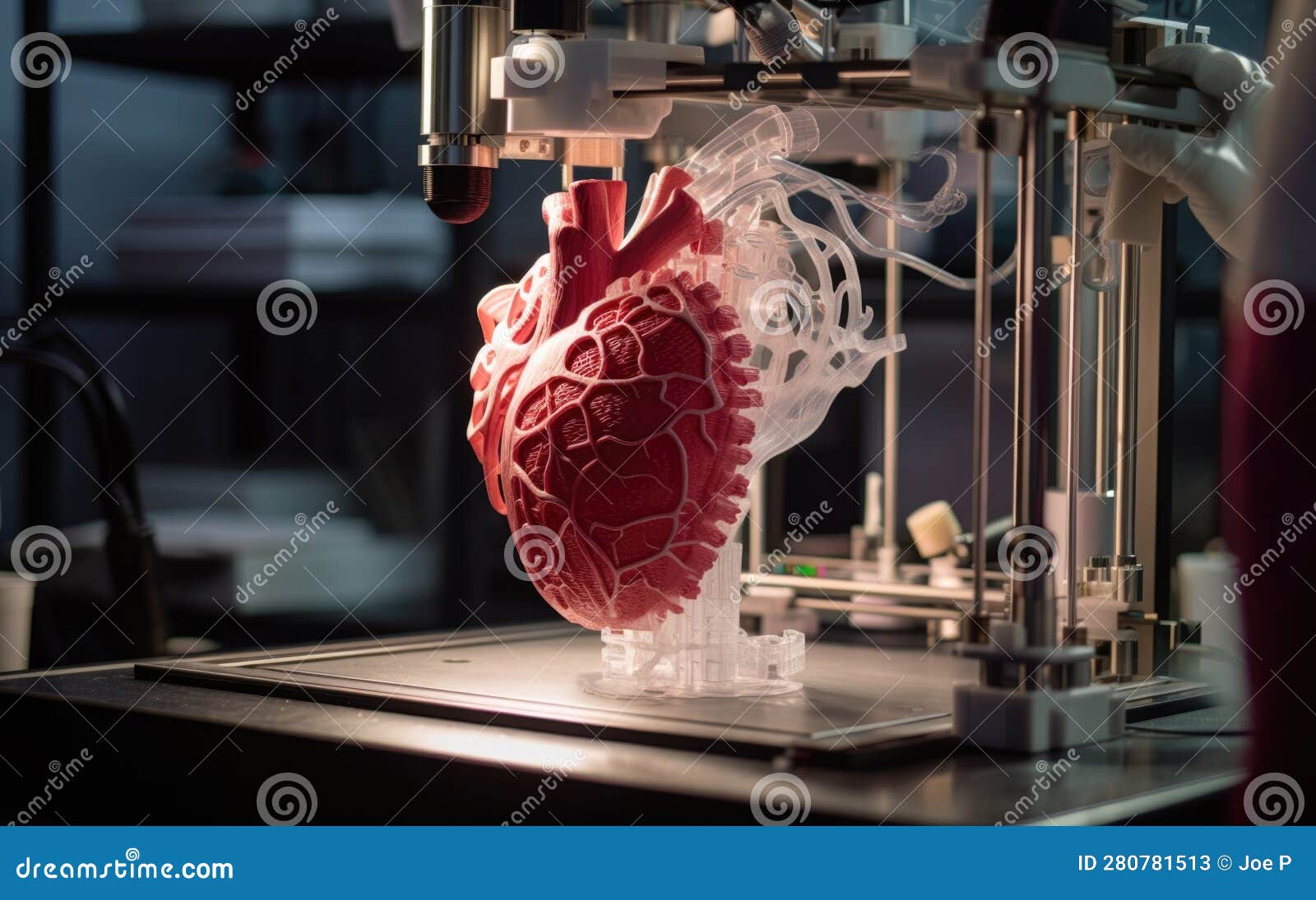 Artificial Human Heart 3d Printed with Materials. Generative AI Stock Illustration