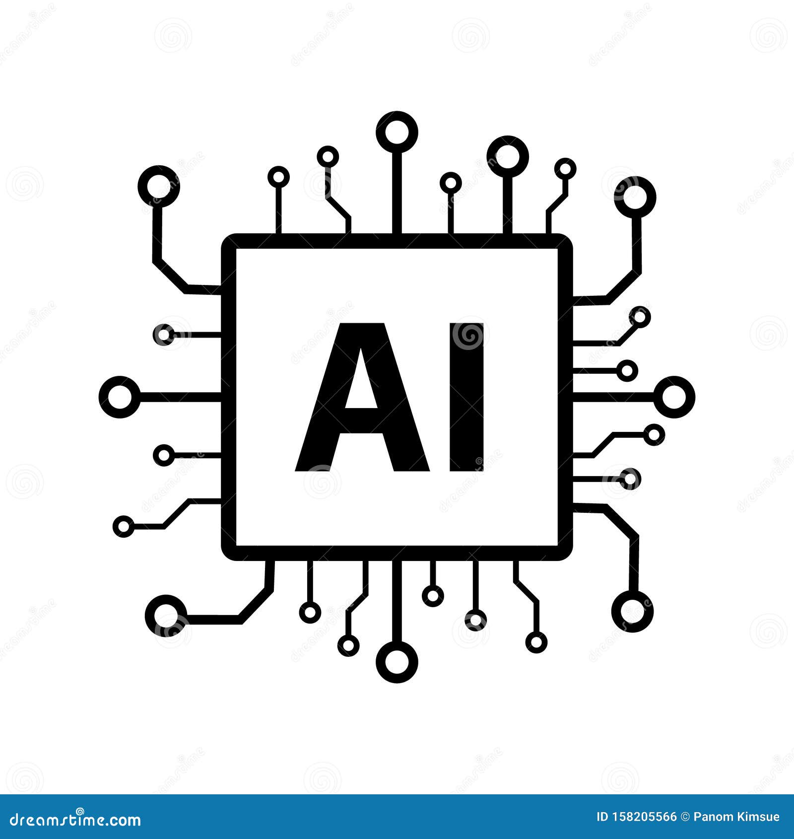 Artificial Intelligence AI Processor Chip Vector Icon Symbol for ...