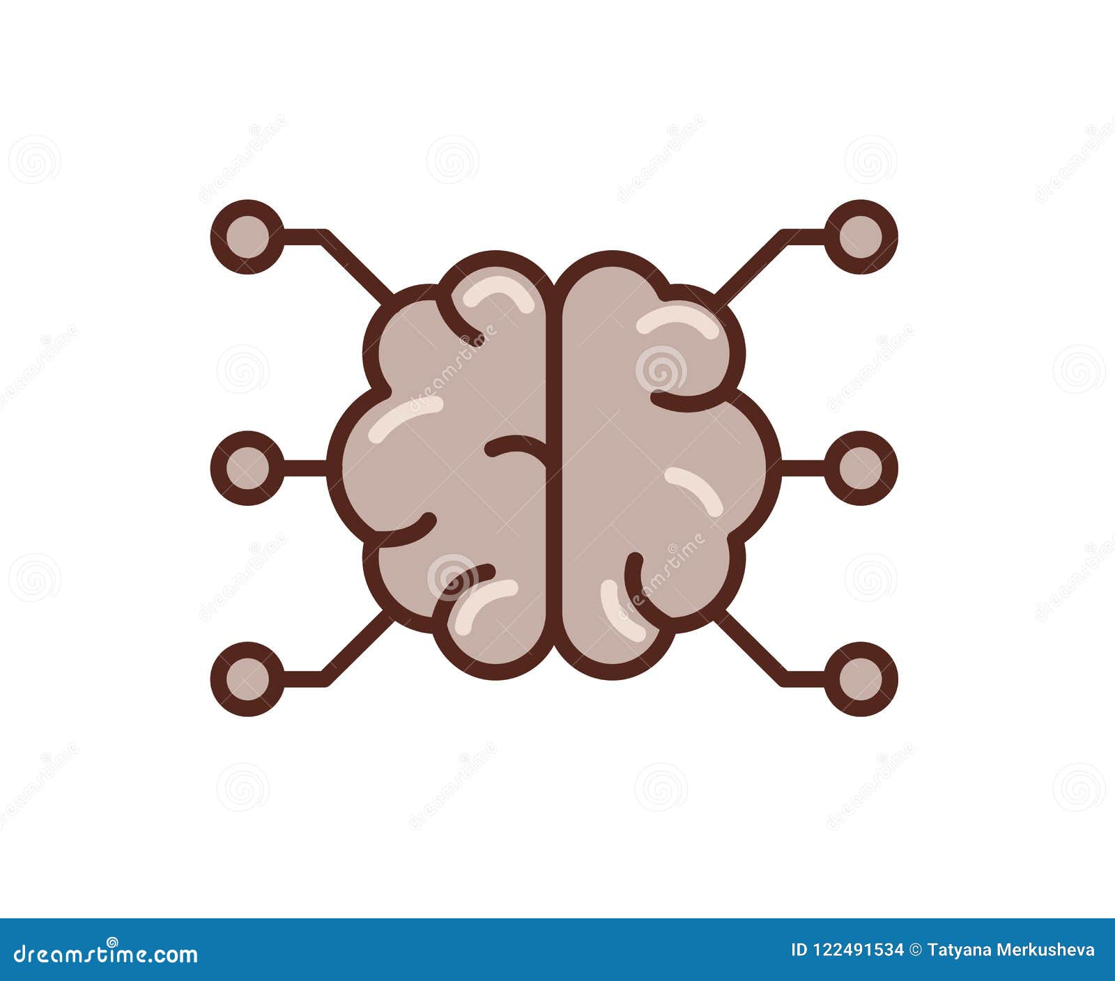 Artificial Intelligence Brain Icon. Line Colored Vector ...