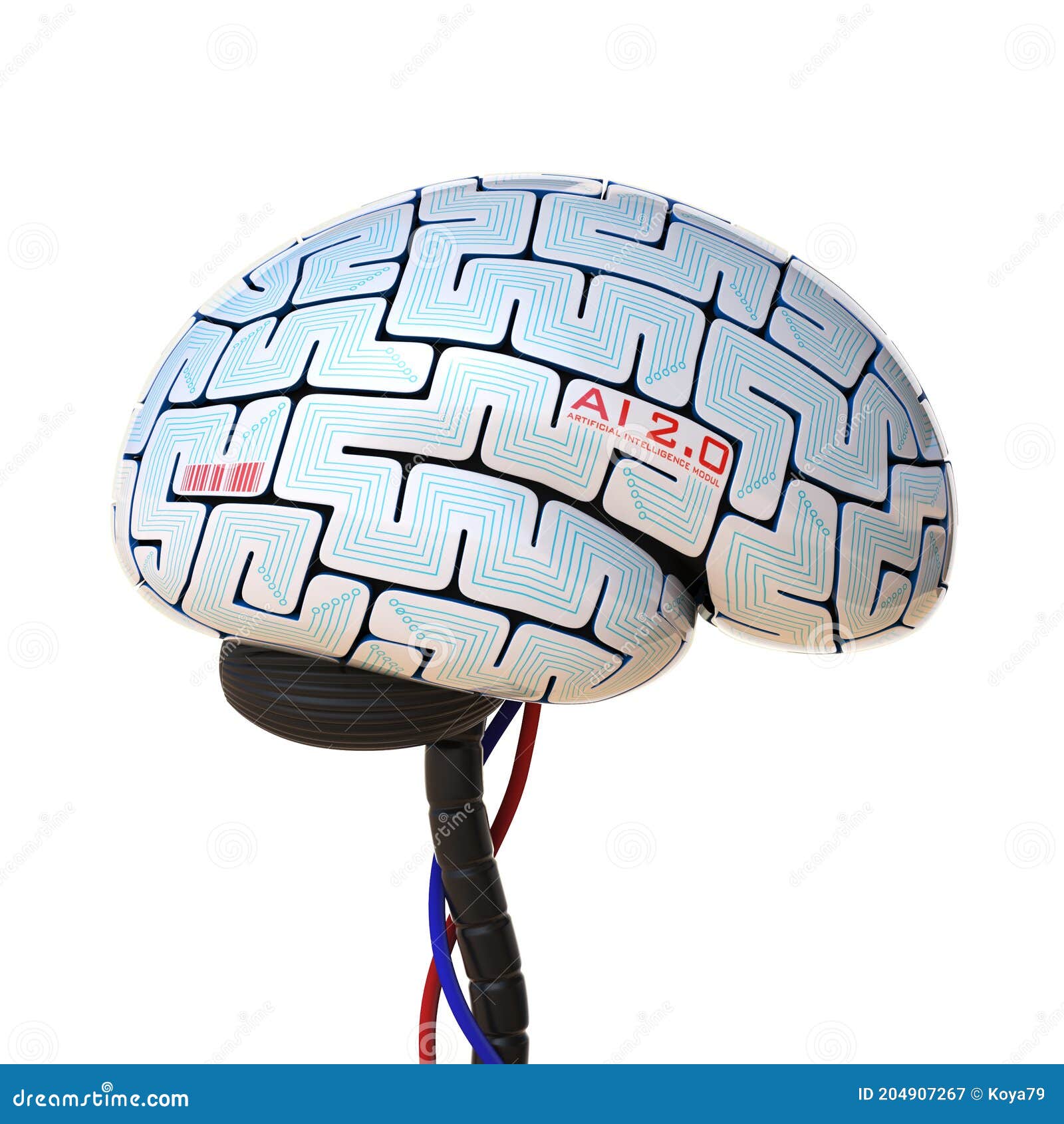 Artificial Intelligence Concept, Bionic Brain, Robot Brain 3d Rendering