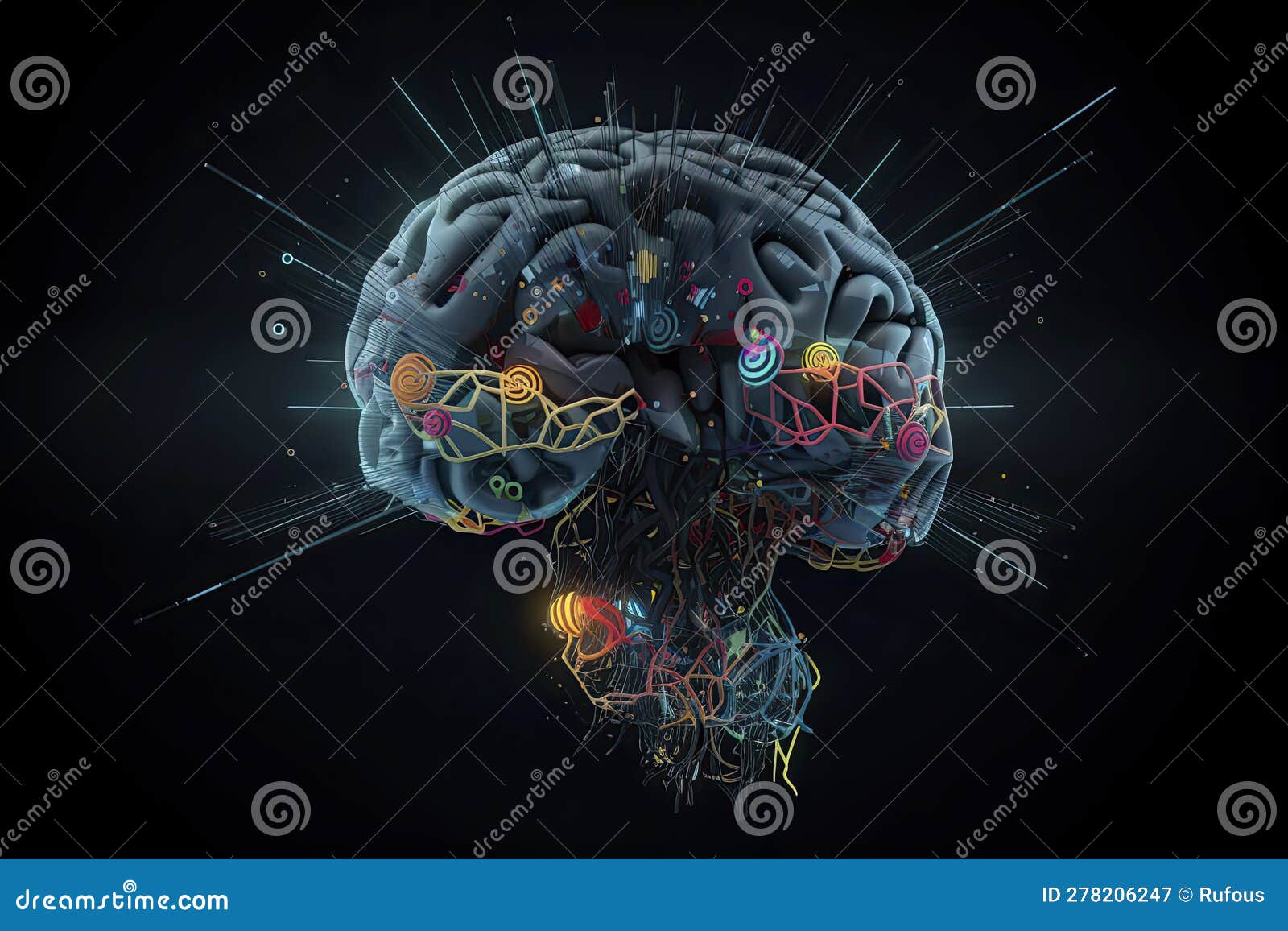 Artificial Intelligence Digital Concept with Abstract Brains Stock ...