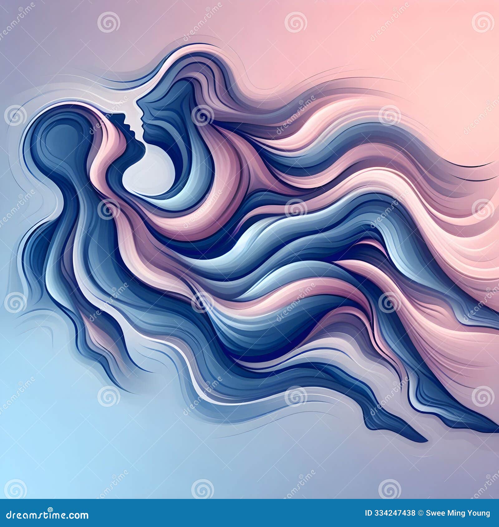 abstract visual illusion featuring two people entwined together