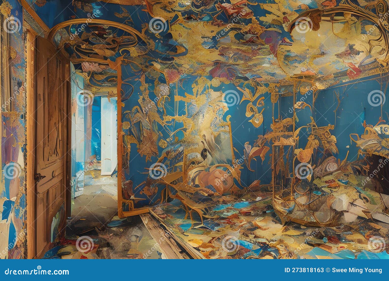image of a 3d tunnel stumpwork abandoned corridor building or frame into the space or room scene.