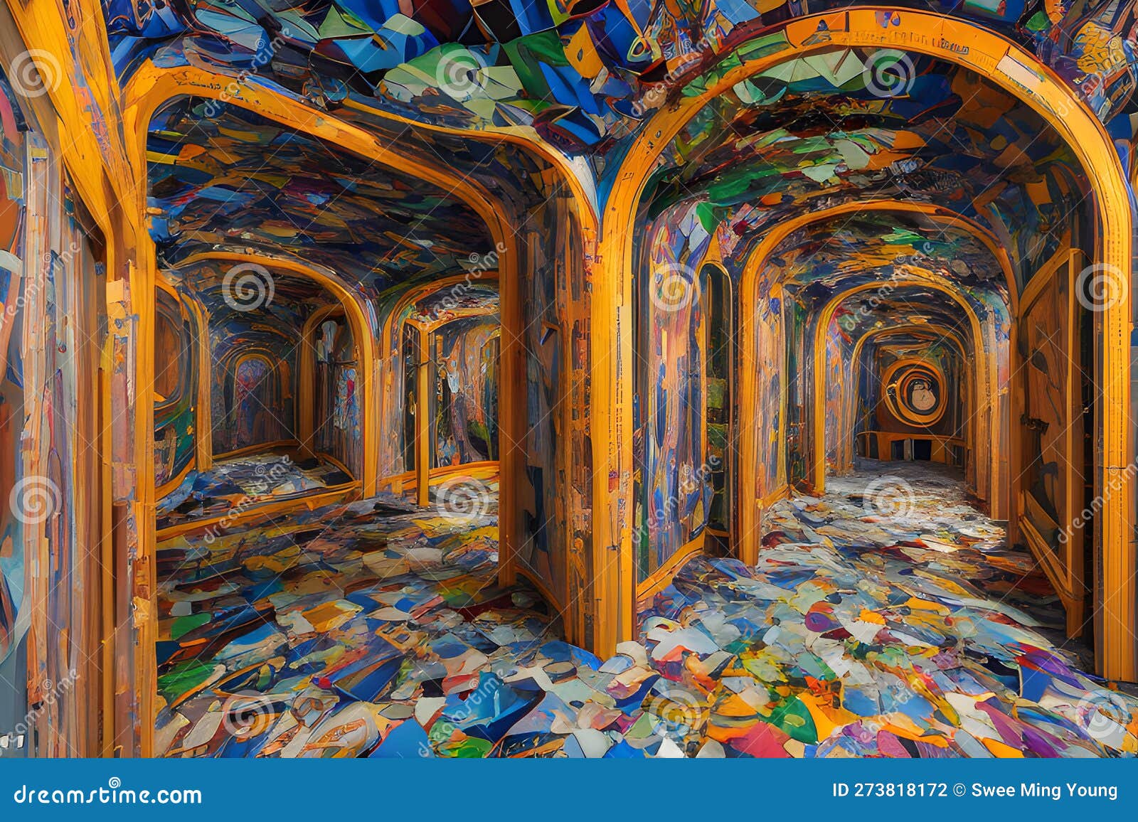 image of a 3d tunnel stumpwork abandoned corridor building or frame into the space or room scene.