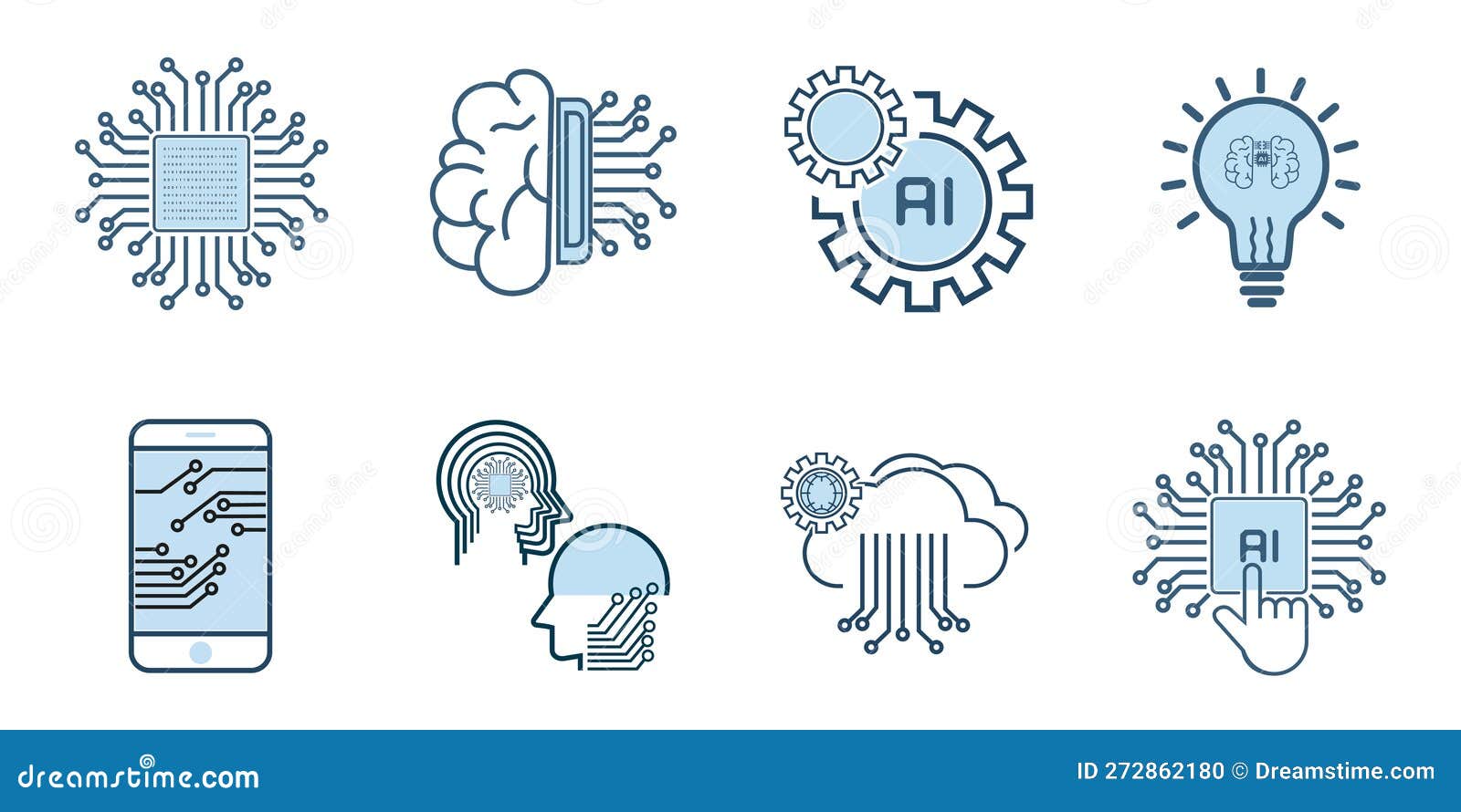 Artificial Intelligence Groups Related Vector Line Icons. Contains Such ...