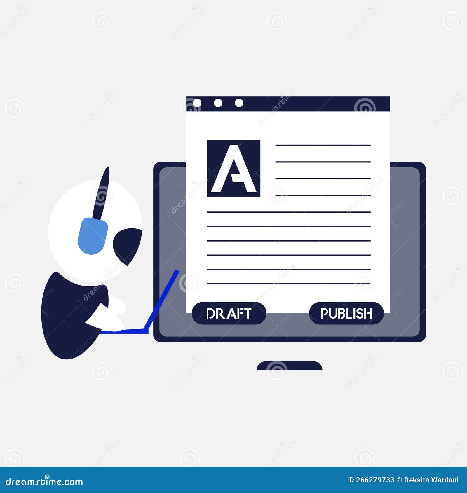 Artificial Intelligence and Human Writing Job Stock Vector