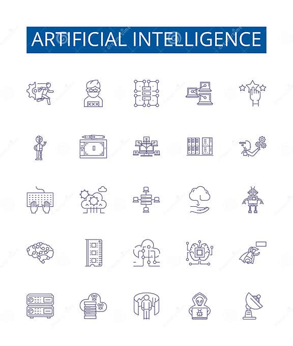 Artificial Intelligence Line Icons Signs Set. Design Collection of AI ...