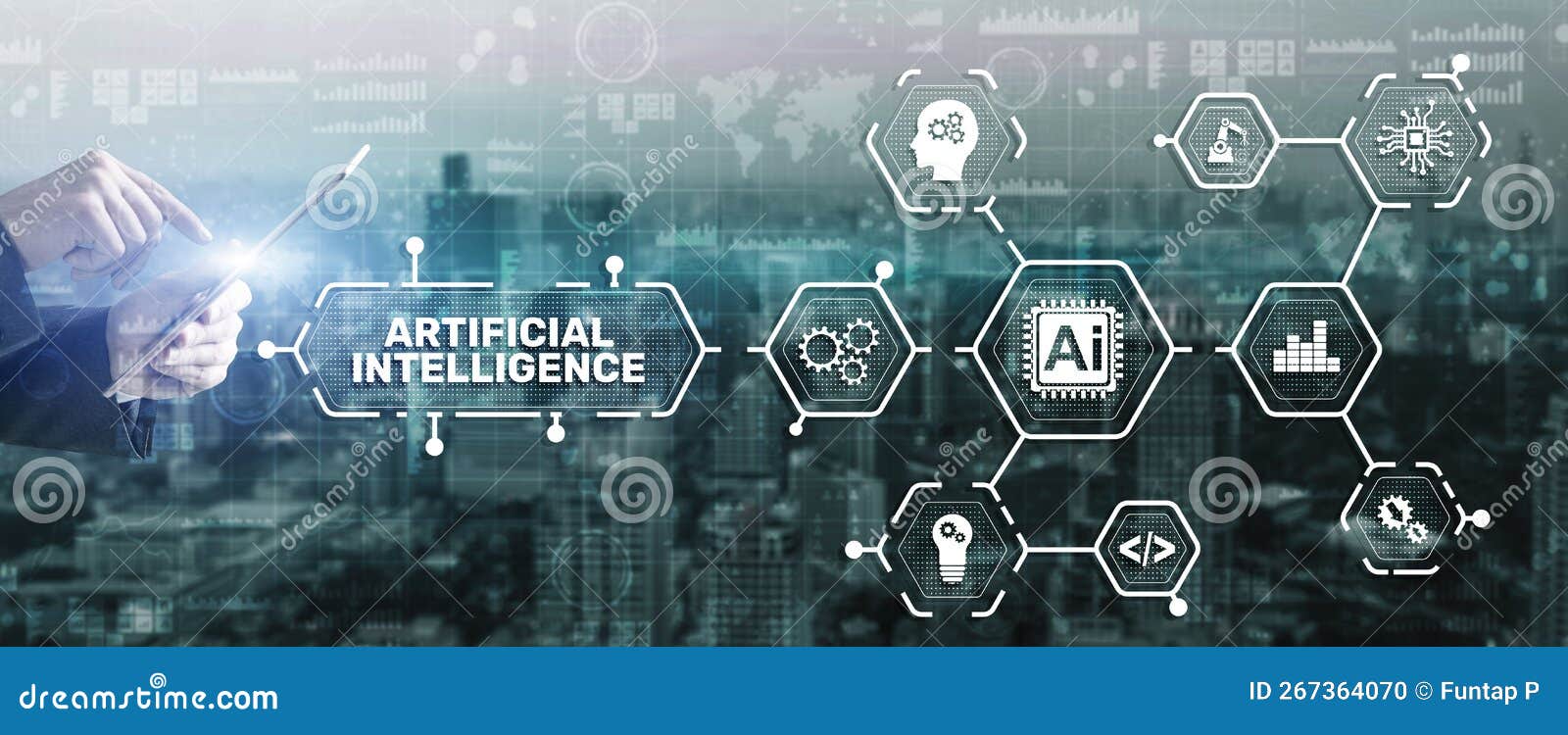 artificial intelligence nanotechnologies business technologies concept. futuristic background