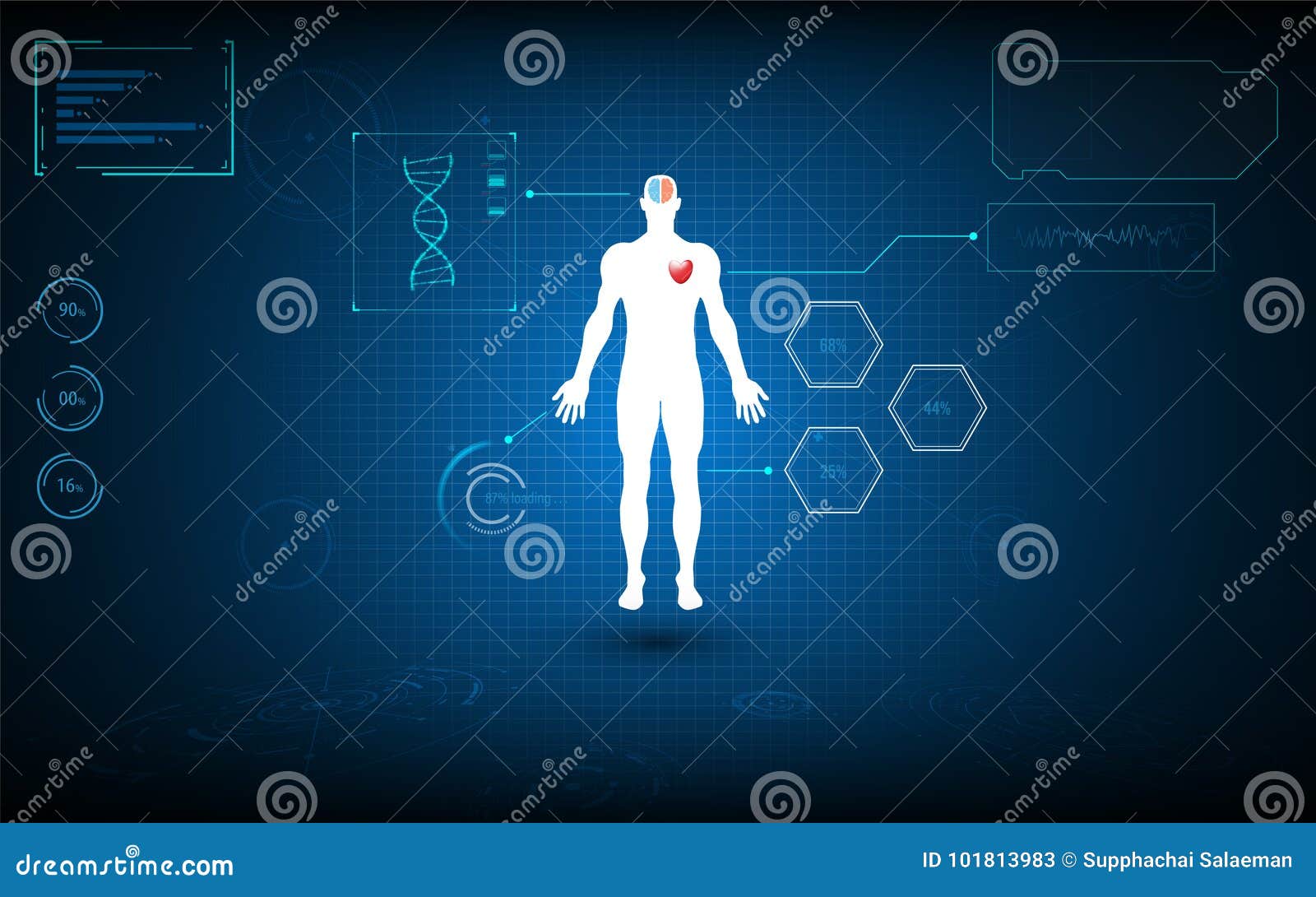 Artificial Intelligence Scanning Body Human Technology Concept Stock
