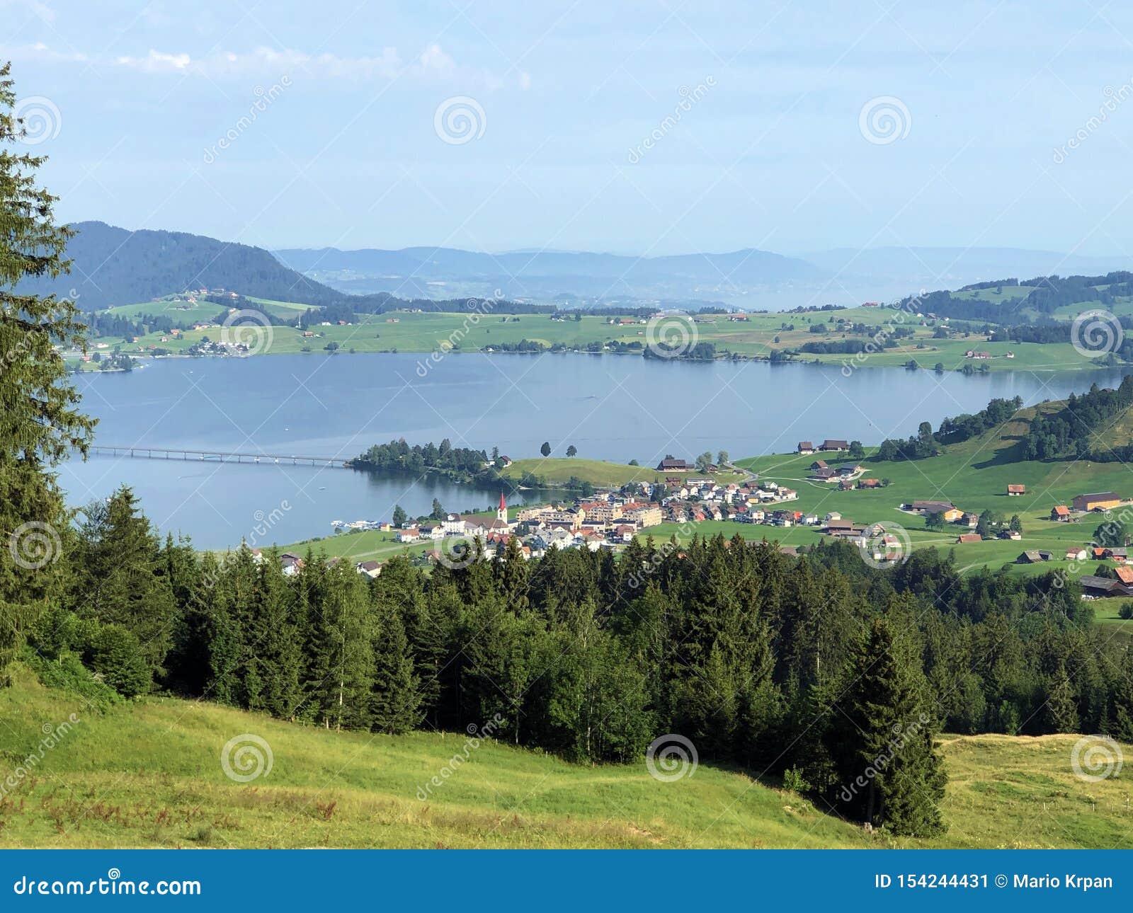 artificial lake sihlsee or stausee sihlsee, willerzell