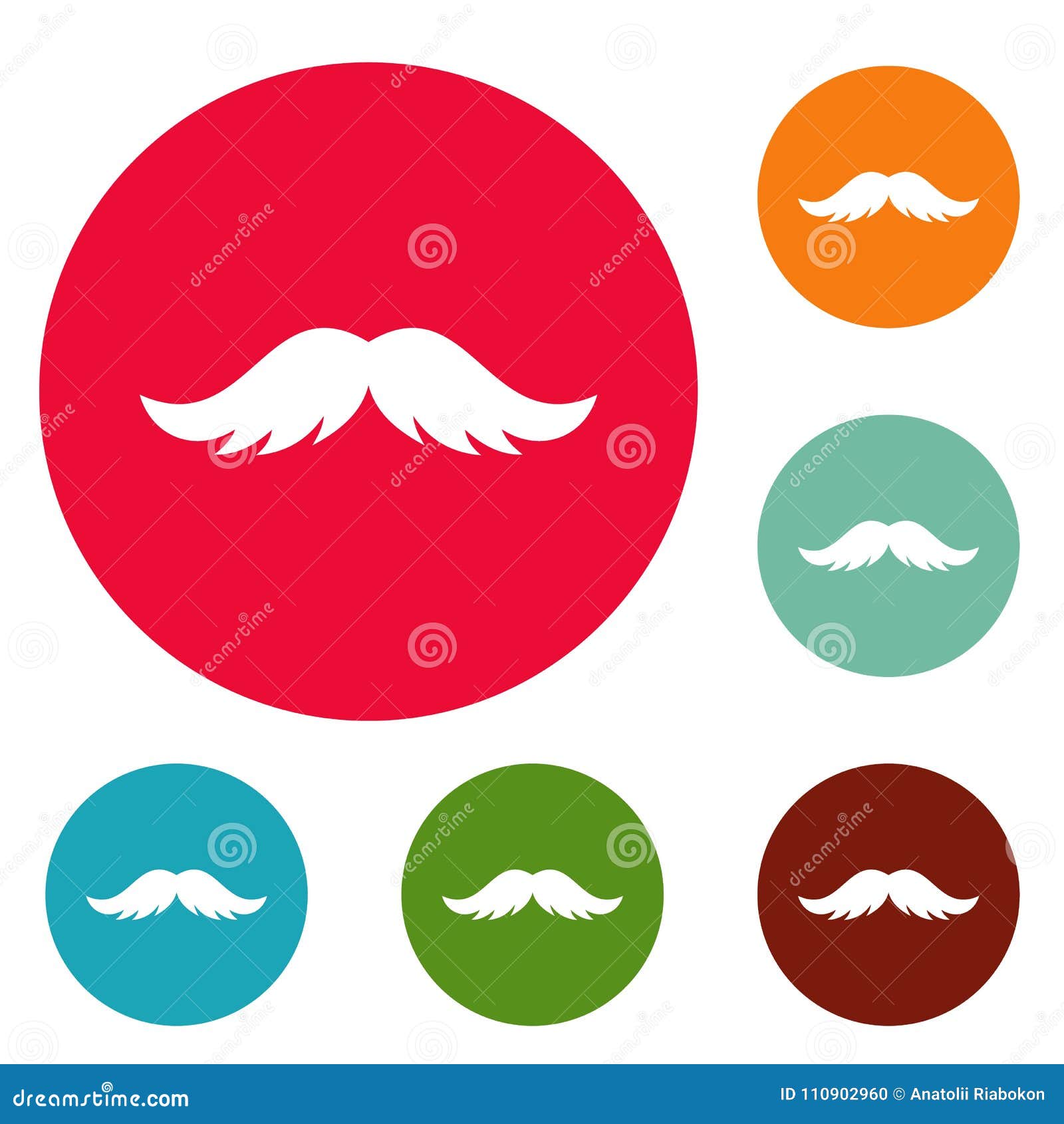 Artificial Mustache Icons Circle Set Vector Stock Vector - Illustration ...