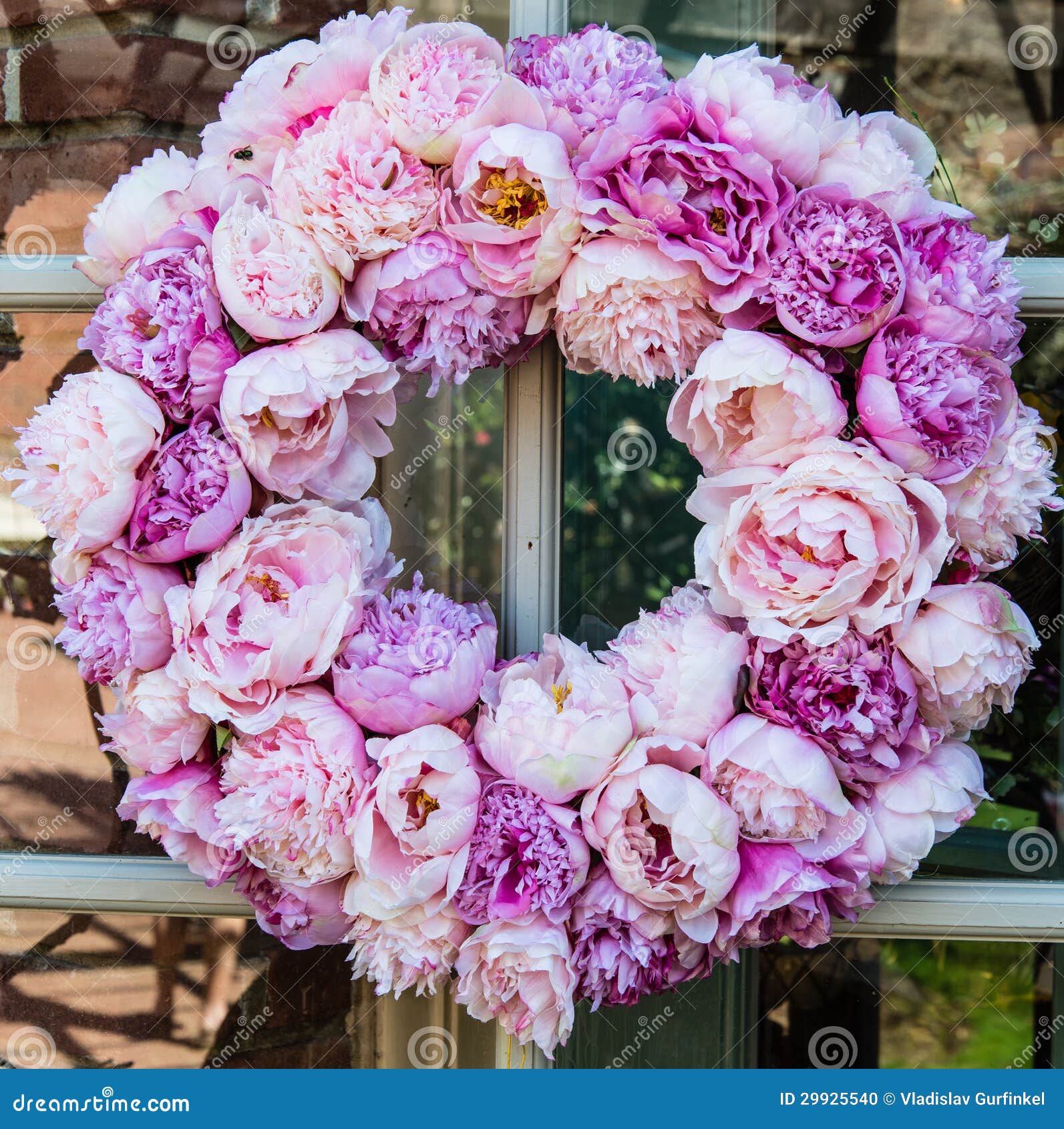Peony flowers wreath stock photo. Image of artificial 29925540