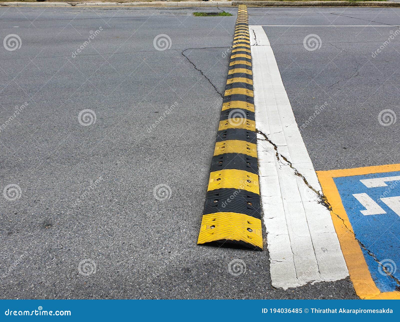 Speed Hump Yellow And Black Made Of Asphalt Stock Image Image Of